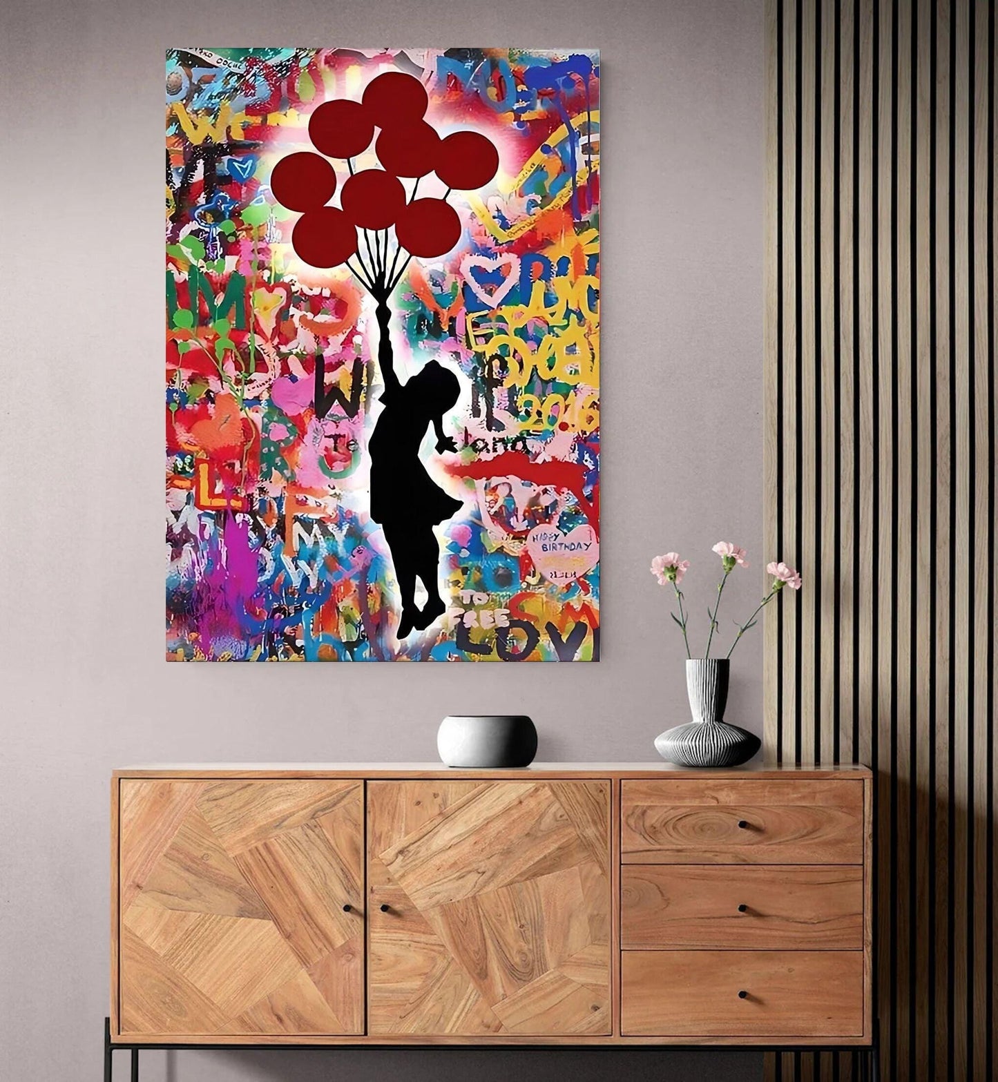Banksy Style Red Balloon Girl