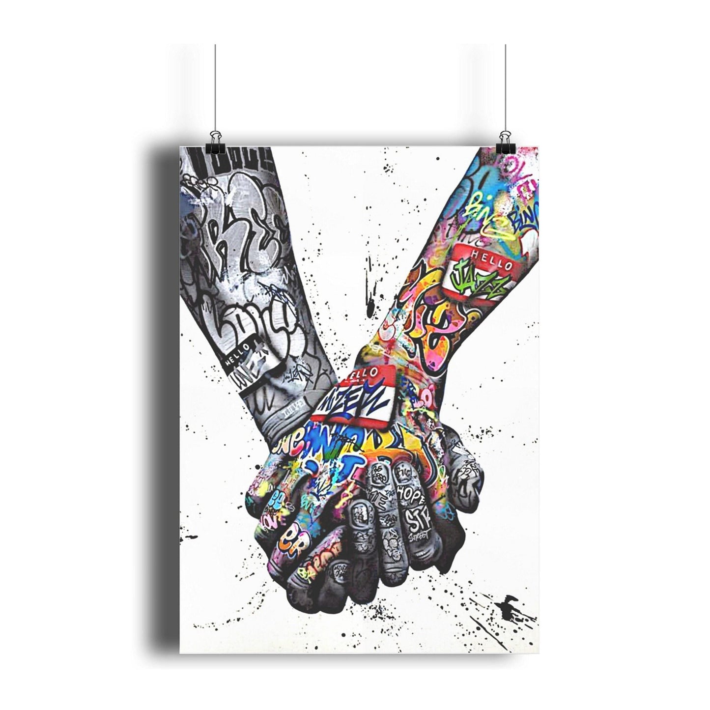 World Unity Holding Hands Graffiti Art Box Framed Printed Canvas