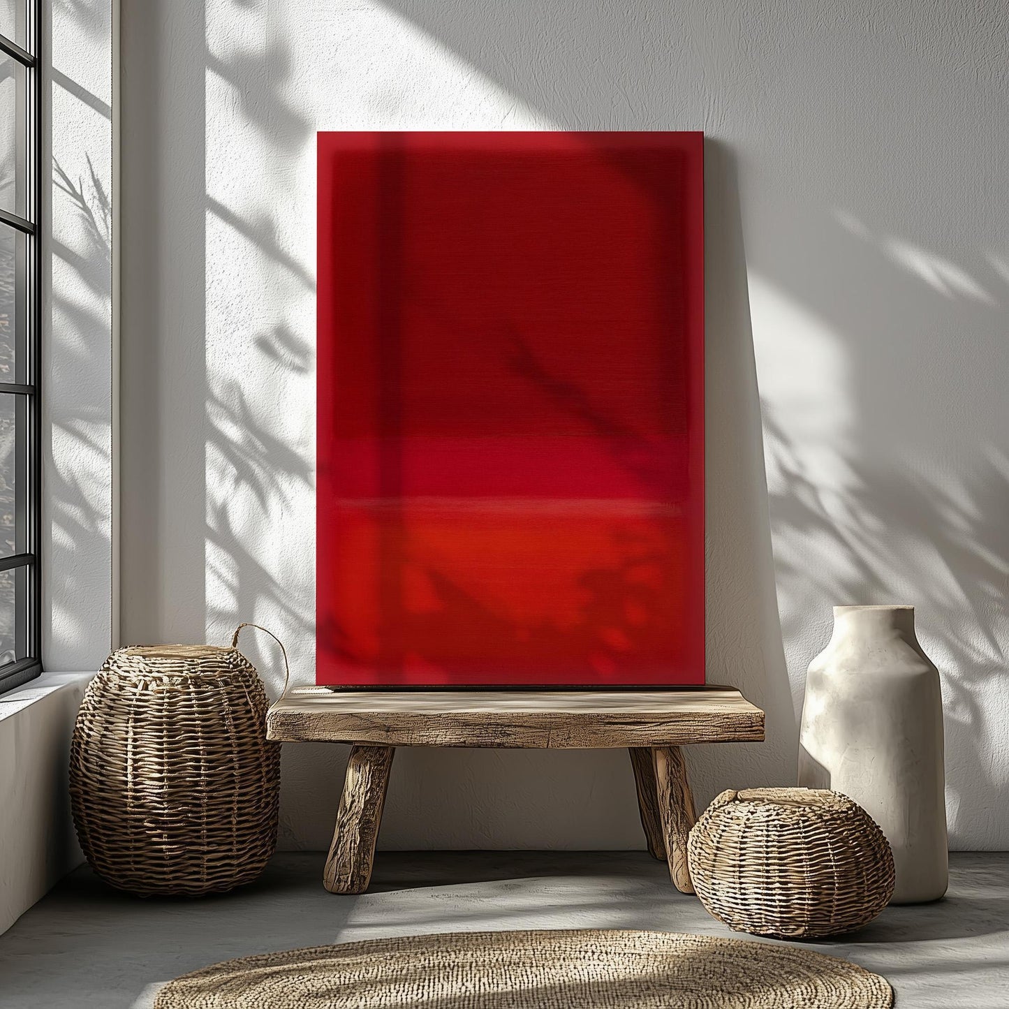 Mark Rothko Red Canvas Wall Art or Poster Print. Vibrant Rothko style red contemporary abstract art printed. Large Rothko abstract picture.