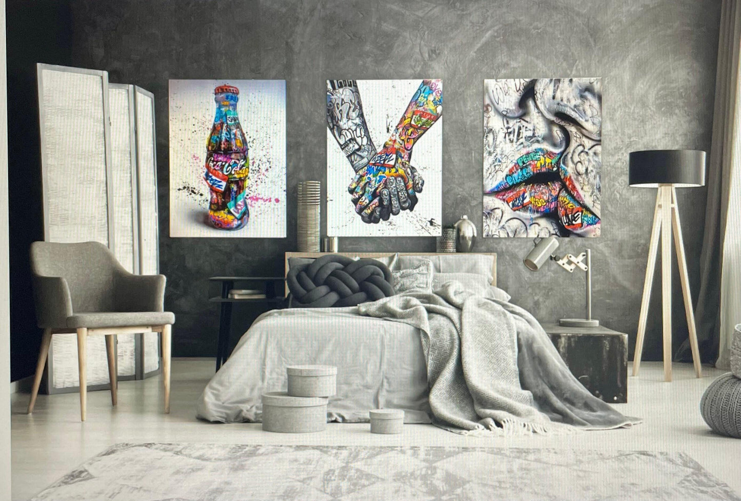 World Unity Holding Hands Graffiti Art Box Framed Printed Canvas