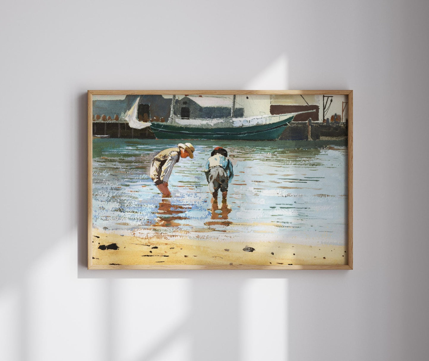 Vintage Boys Playing Seaside Canvas or Art Print - Children Wading Sea Wall Art - Vintage Print on Canvas Wall Art or Art Painting Poster