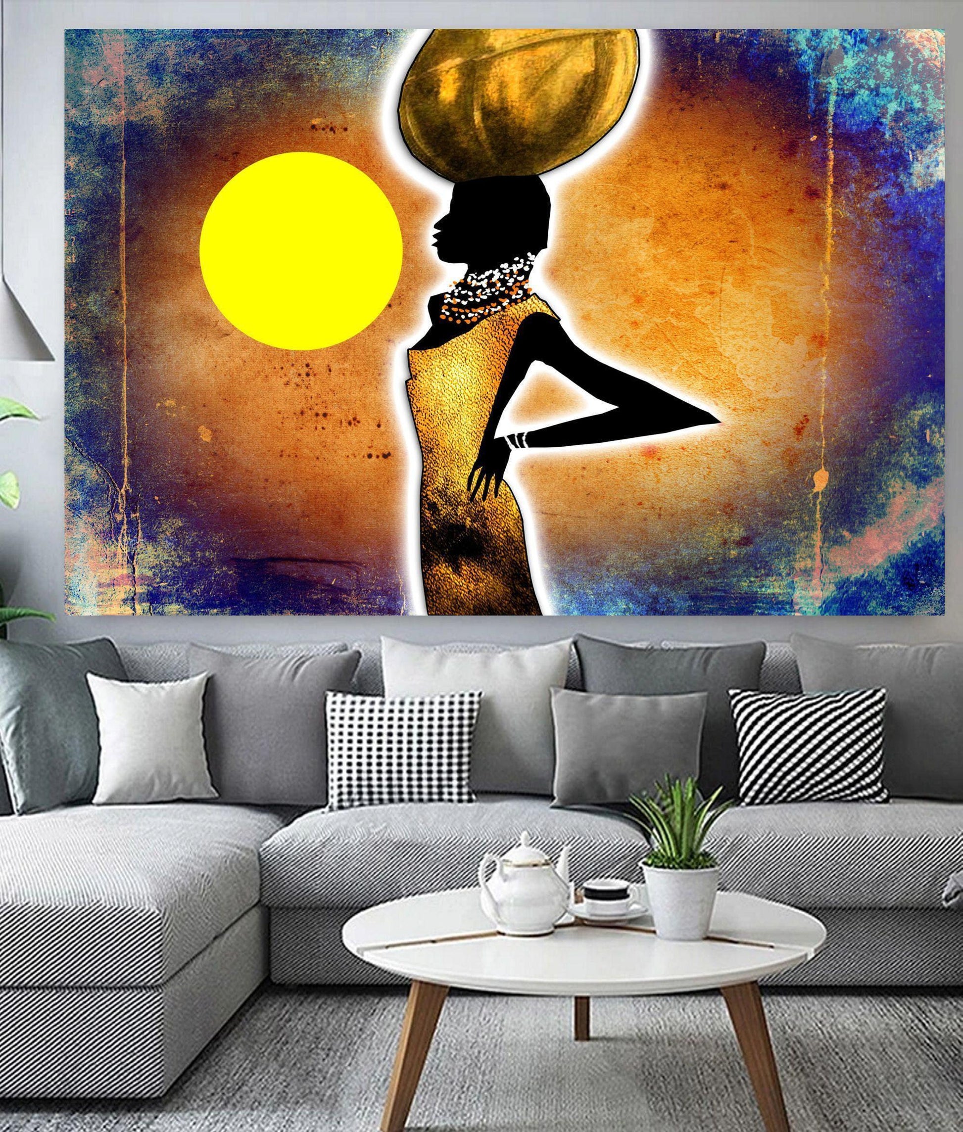African Woman Golden Sun