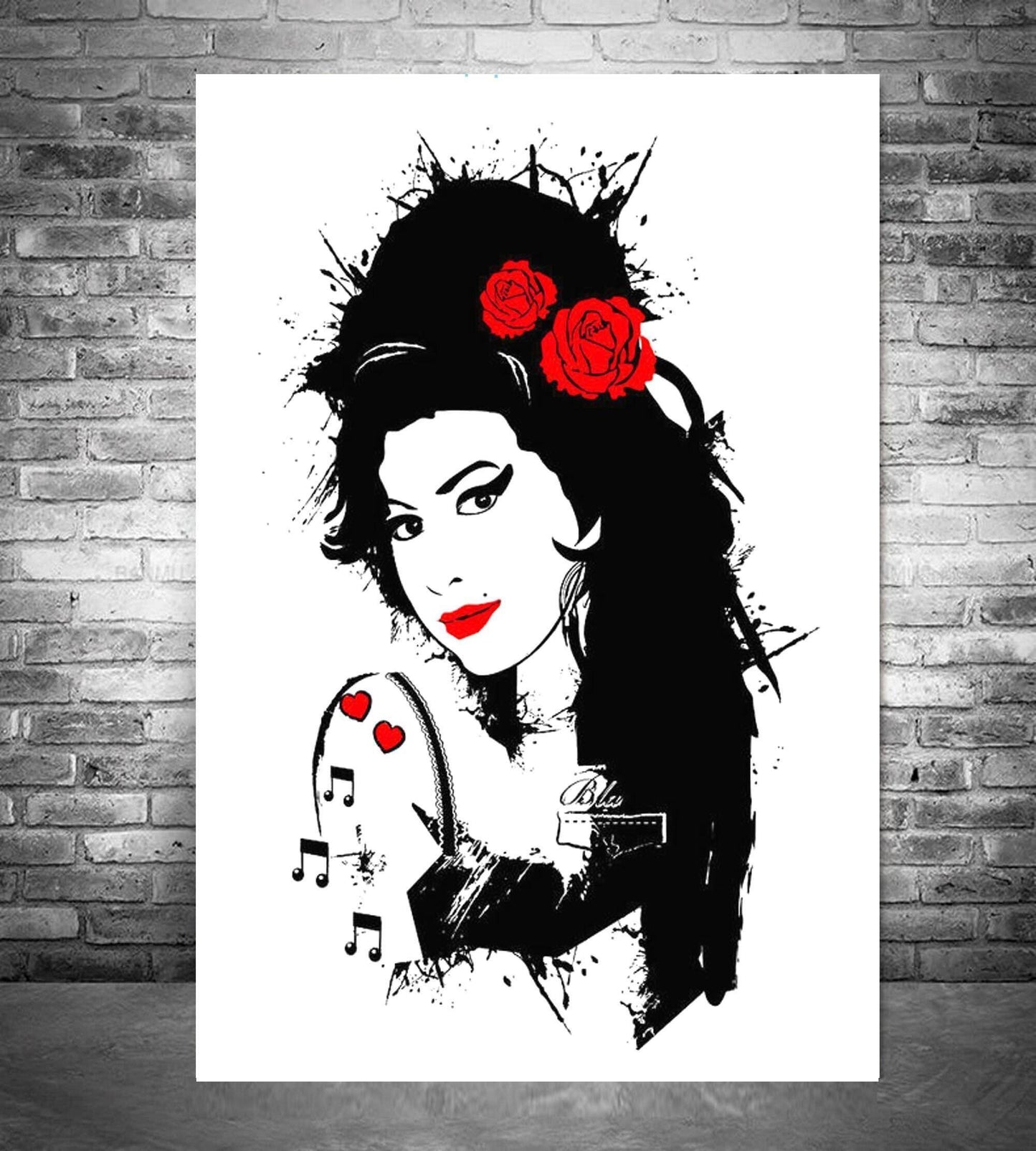 Amy Winehouse Black and White Red Lips