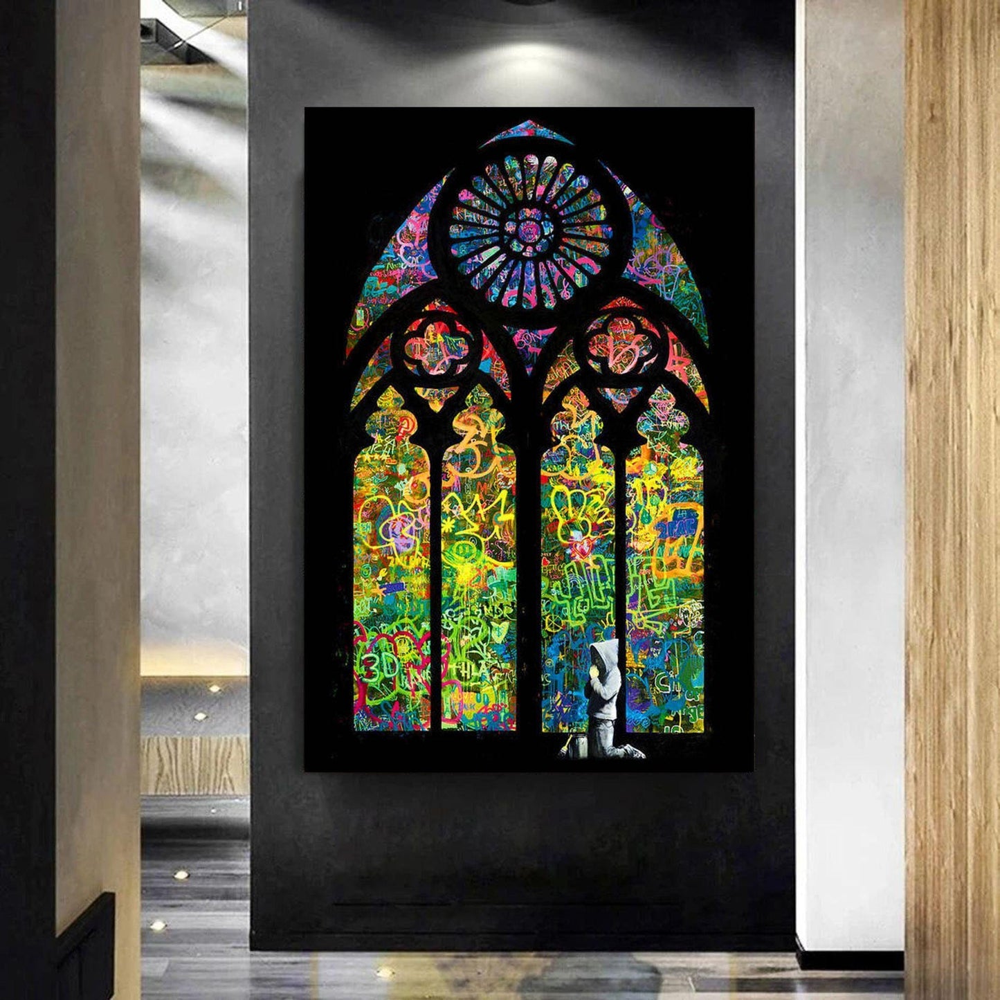Banksy Stained Glass Window