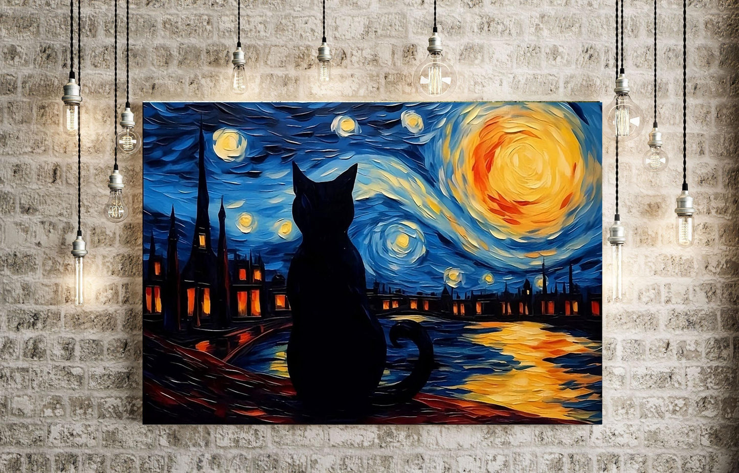 Van Gogh Style Black Cat