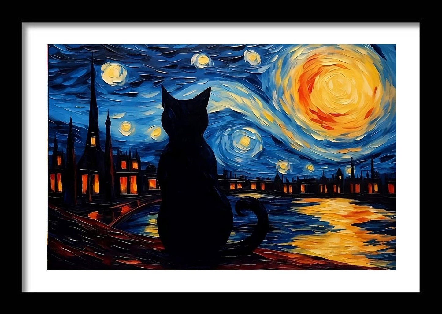 Van Gogh Style Black Cat