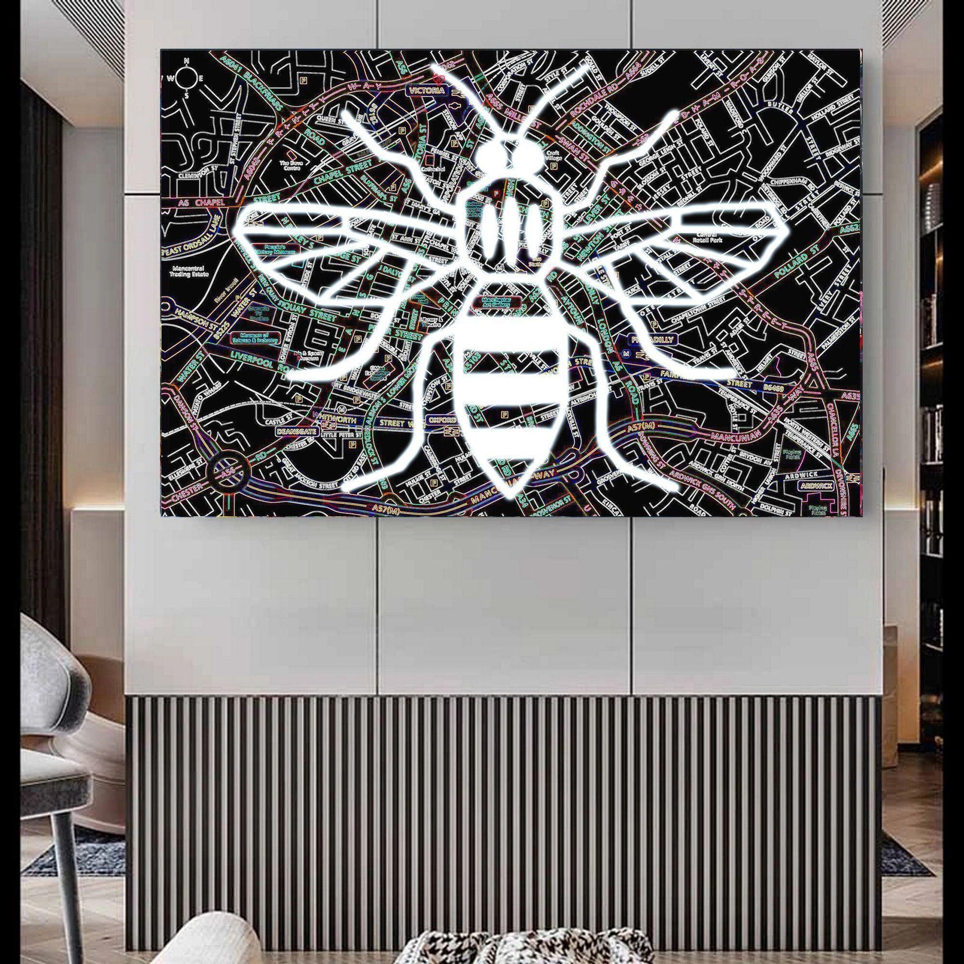 Manchester Bee Black Map