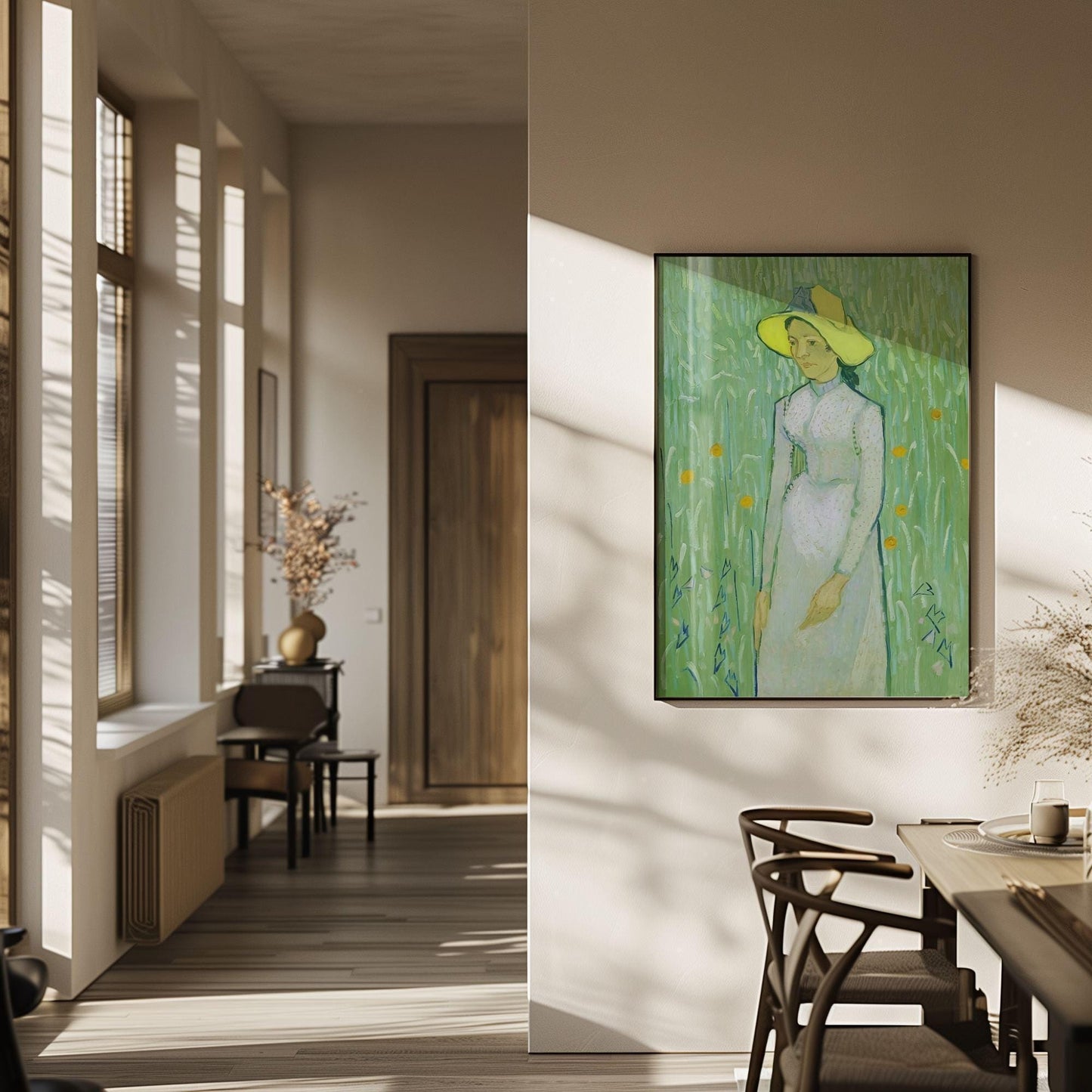 Girl in white by van Gogh art poster printed in new home