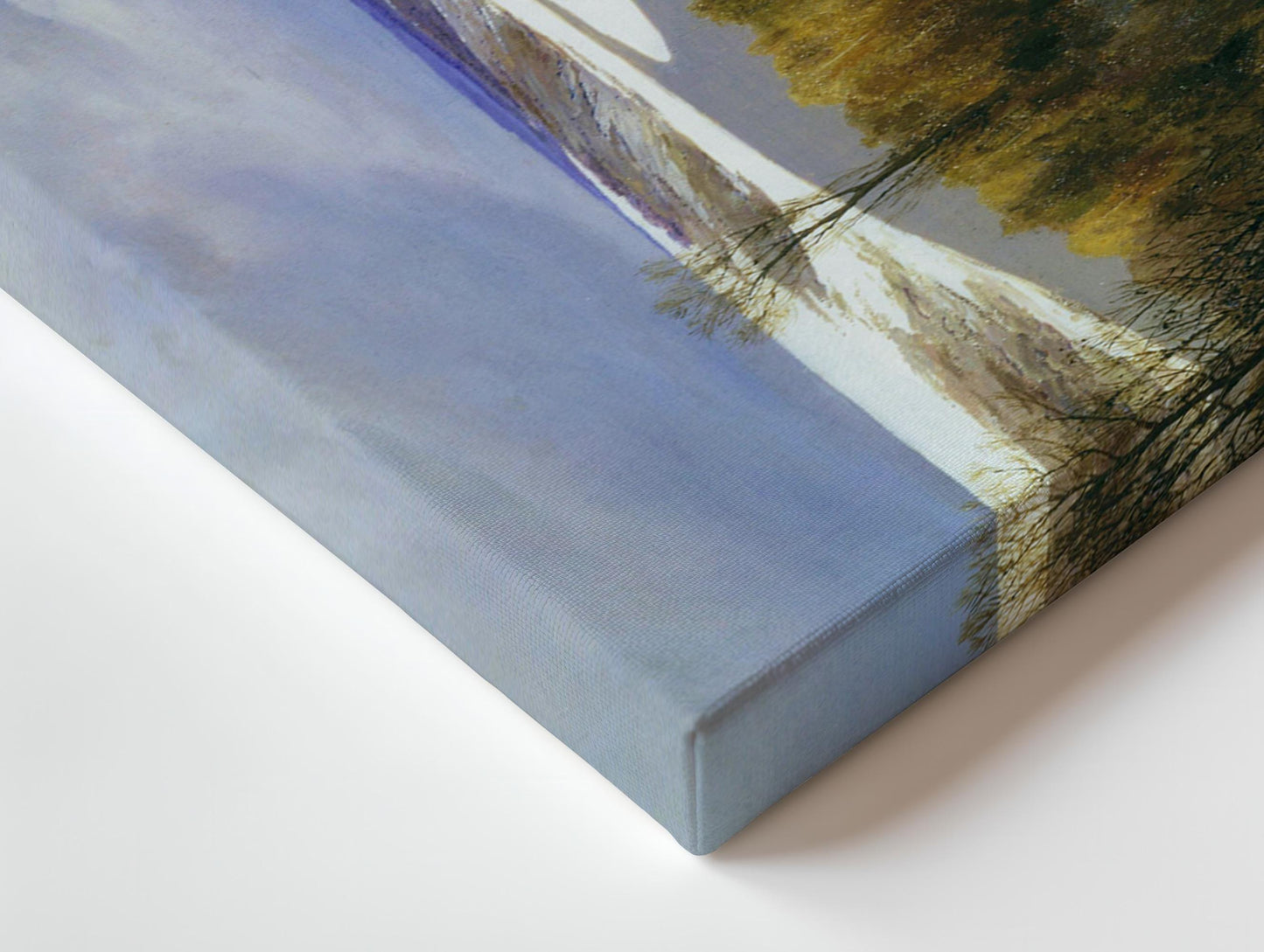 Snow Scene Panorama | Panoramic canvas wall art, wide snowy winter landscape. Festive wintery picture.