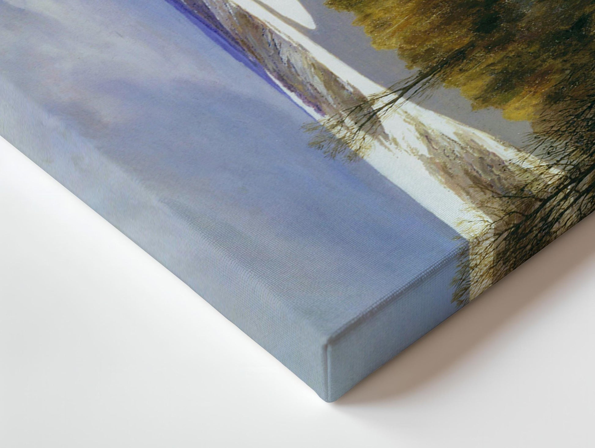 Snow Scene Panorama | Panoramic canvas wall art, wide snowy winter landscape. Festive wintery picture.