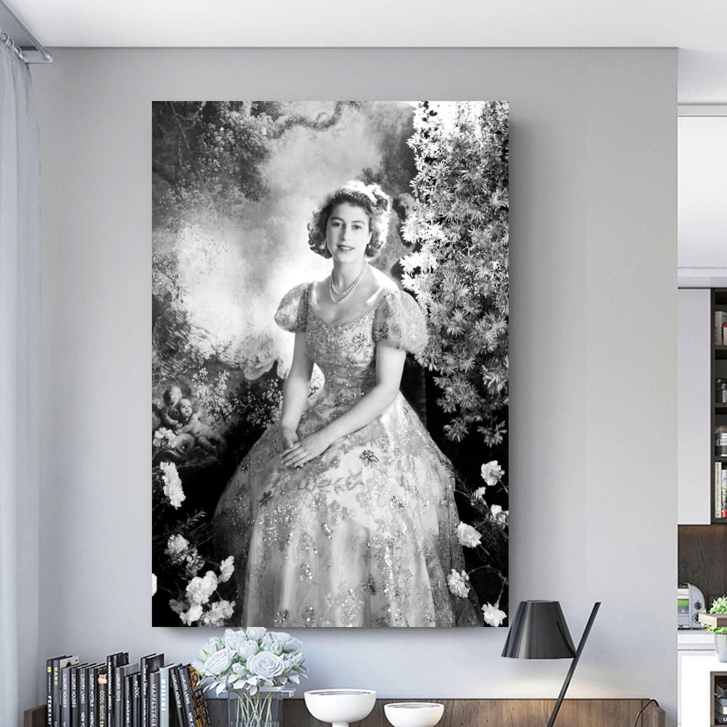 Queen Elizabeth Beautiful Vintage Black and White