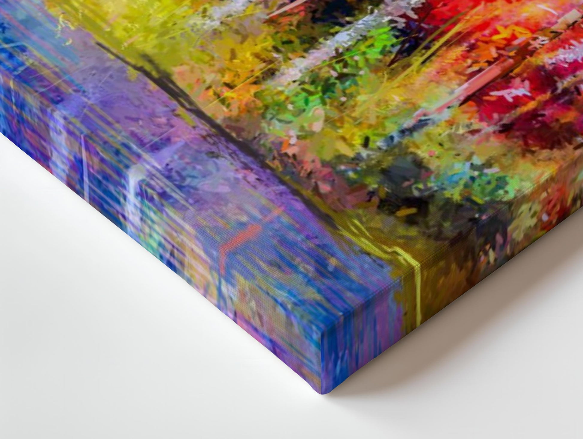 an abstract painting of a cityscape with lots of colors
