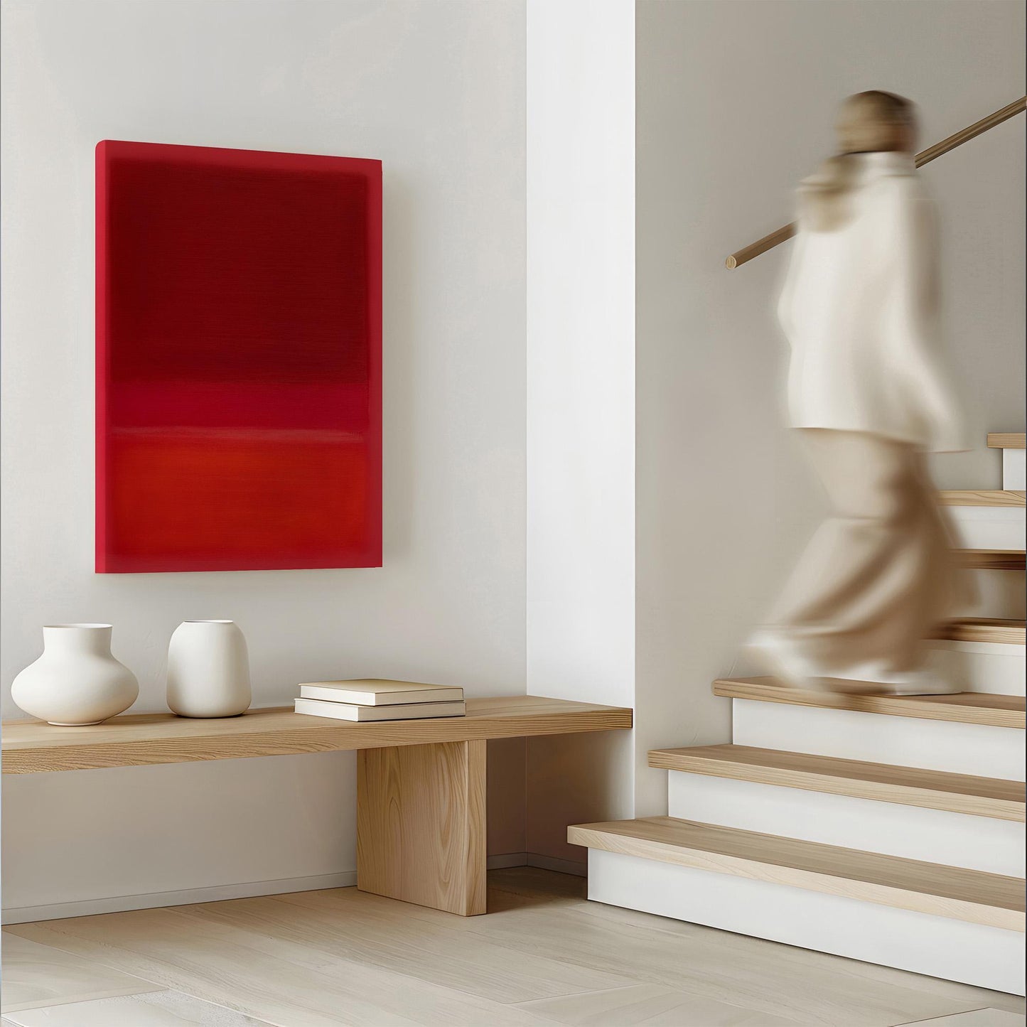 Mark Rothko Red Canvas Wall Art or Poster Print. Vibrant Rothko style red contemporary abstract art printed. Large Rothko abstract picture.