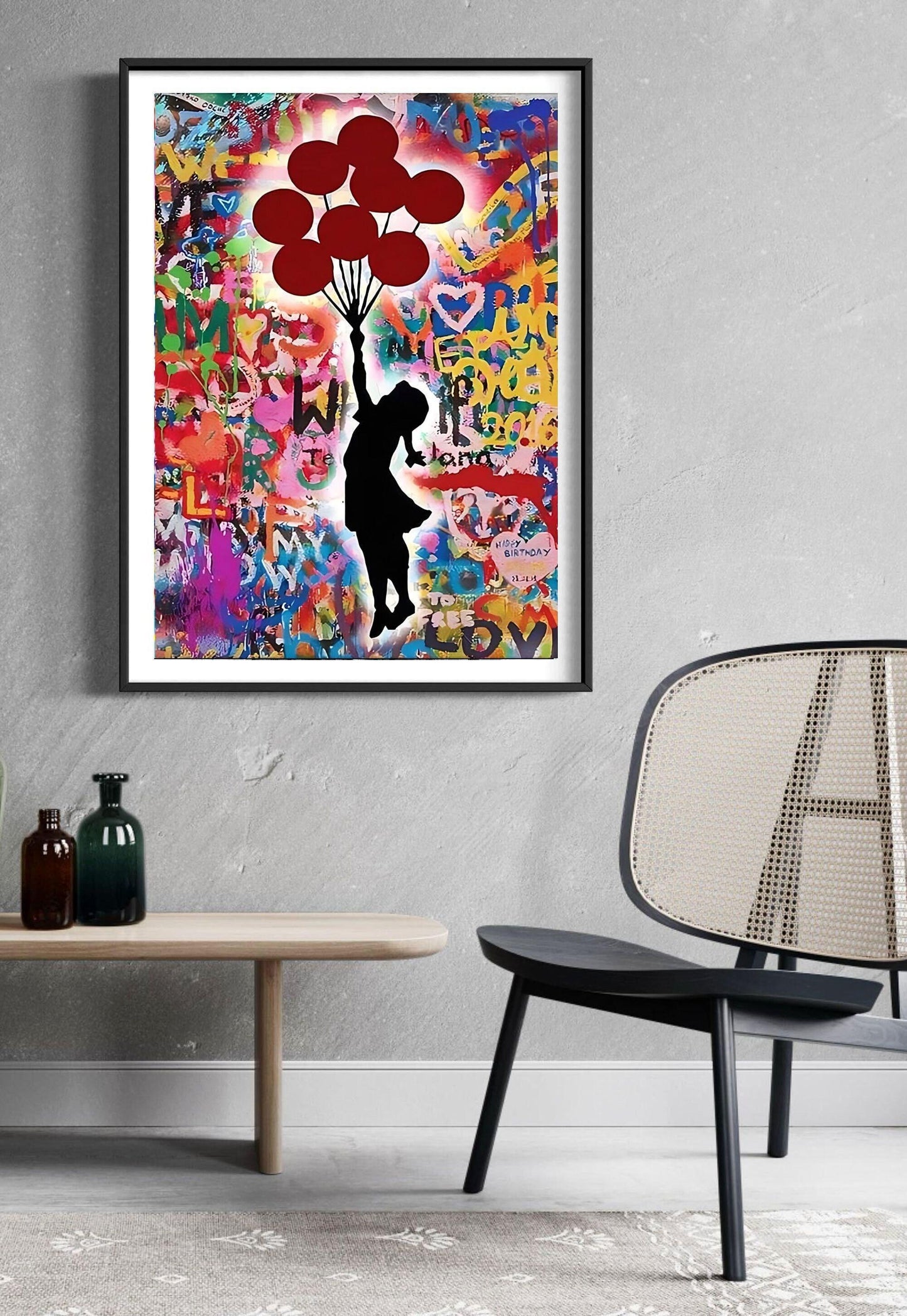 Banksy Style Red Balloon Girl