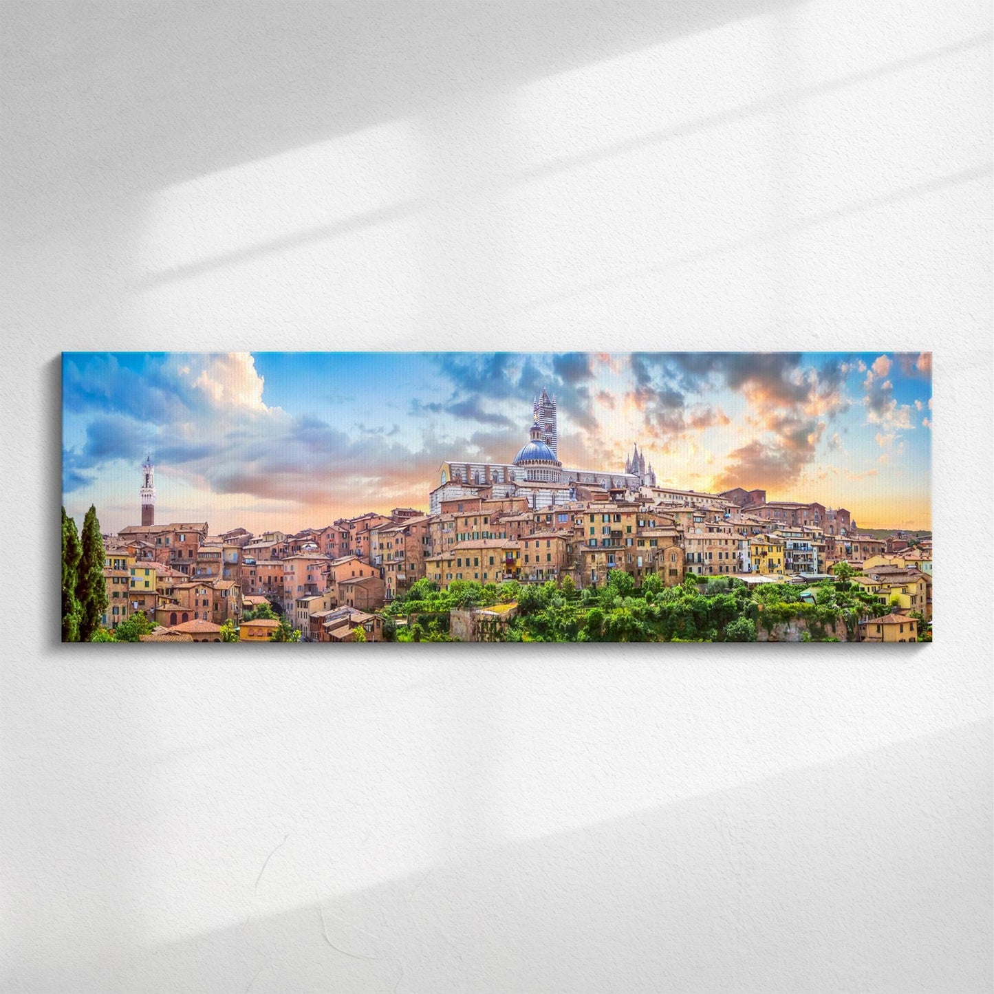 Tuscany Panorama | Panoramic canvas wall art, Siena, Tuscany Photograph | Colourful Large Landscape Photo for Modern Homes