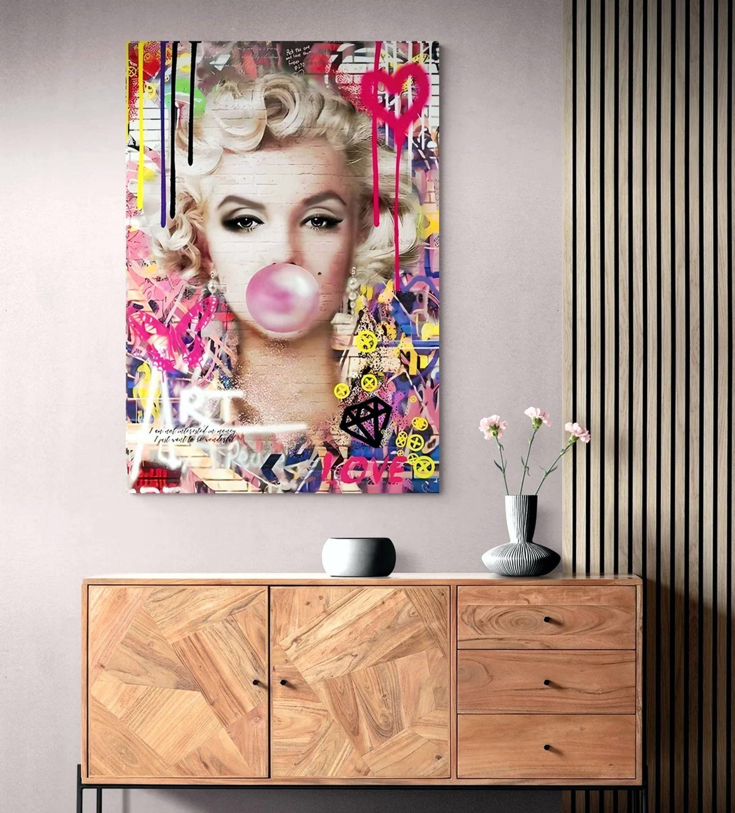 Marilyn Monroe graffiti canvas wall art or poster print. Urban street art