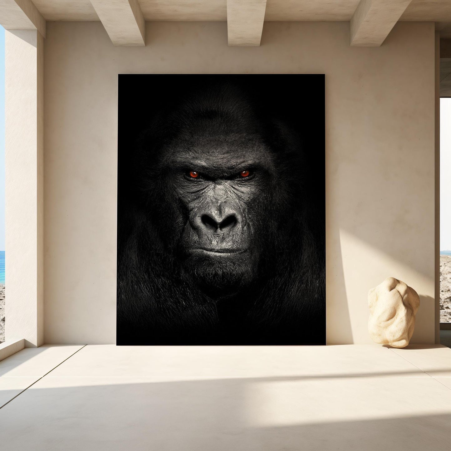 Leopard and Gorilla set of 2 canvas wall art pictures. Jungle animals canvas photographs. Premium quality images - leopard and gorilla.
