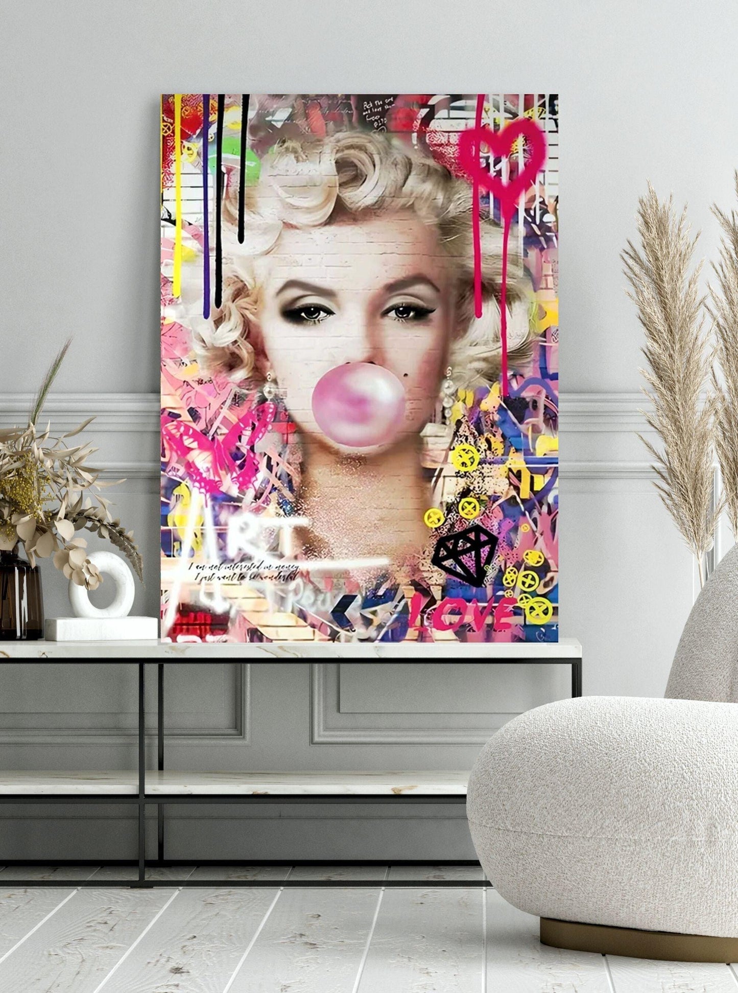 Marilyn Monroe graffiti canvas wall art or poster print. Urban street art