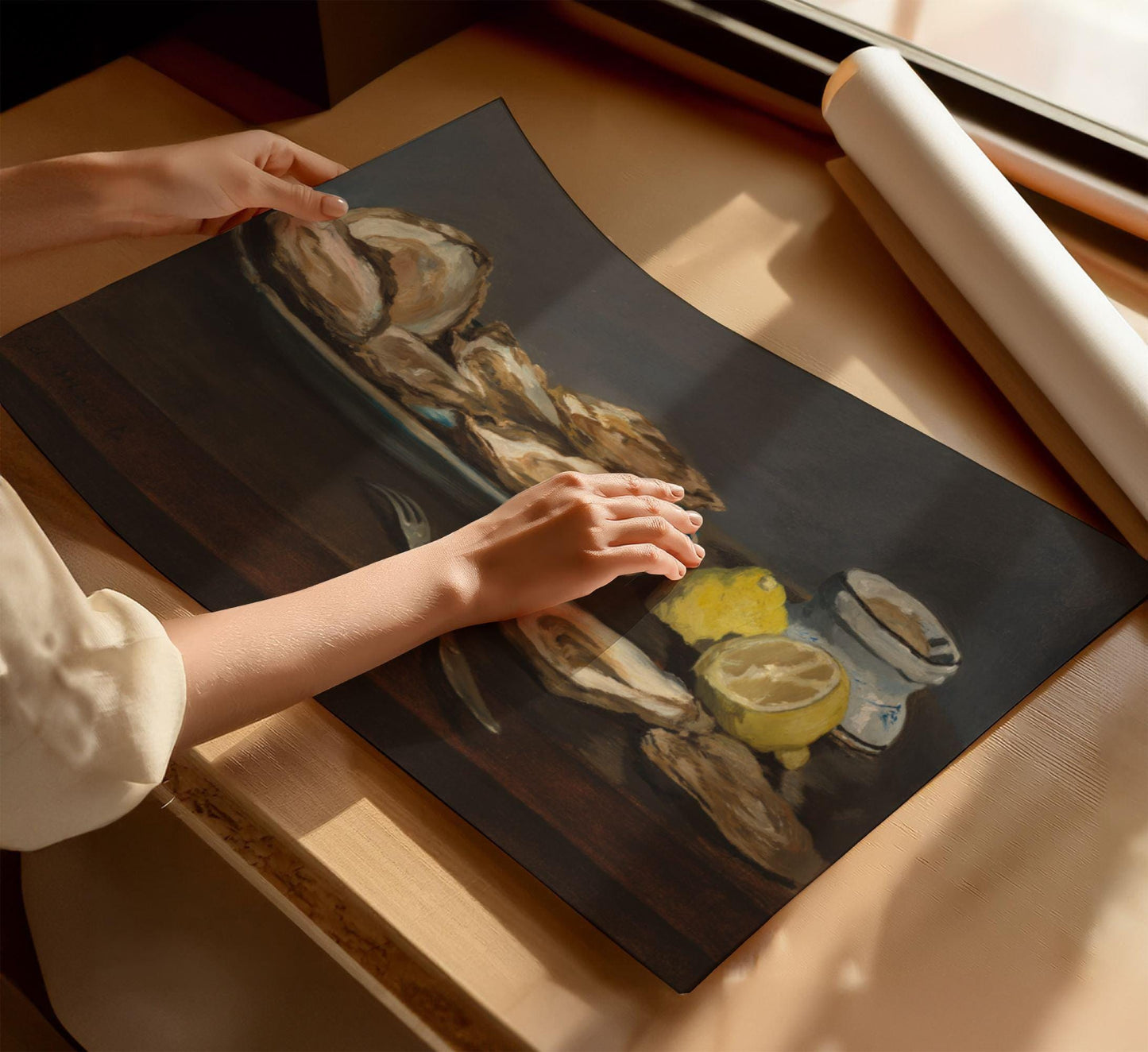 Oysters by Edouard Manet famous artist painting printed as a canvas or poster print by Art Printed. Perfect for kitchen, dining room gift. Elegaint oil painting.