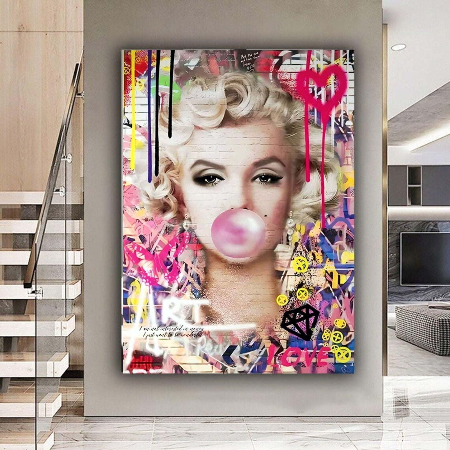 Marilyn Monroe graffiti canvas wall art or poster print. Urban street art