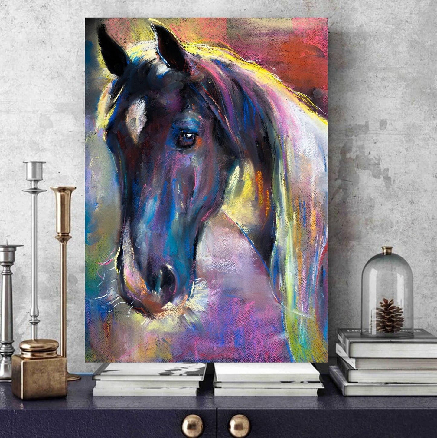 Pastel Horse Art Print – Soft Colourful Equine Wall Decor – Horse Lover Gift