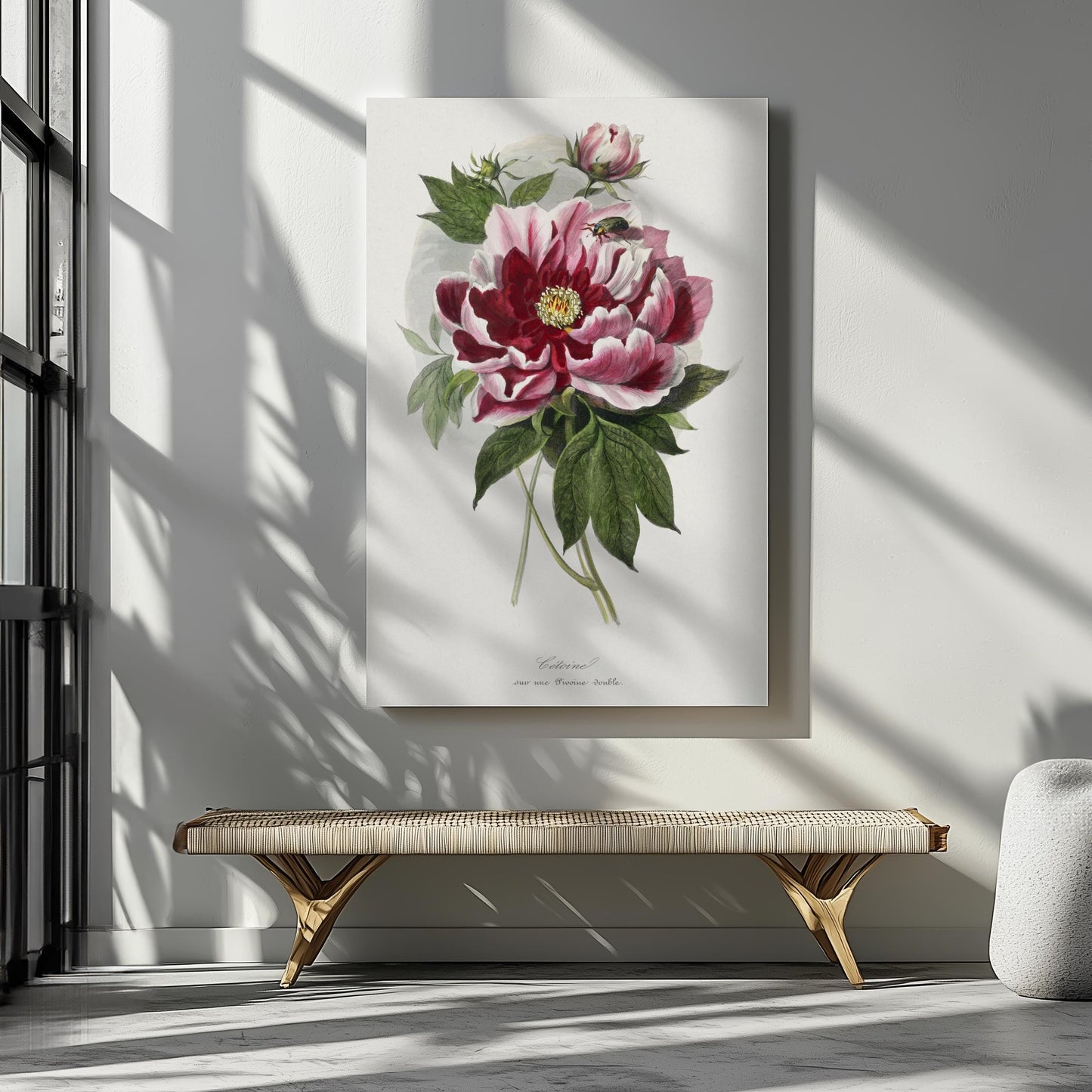 Vintage peony flowers canvas wall art or poster print for Mother's Day gift. Mum bedroom picture, present for Mom. Victorian painting