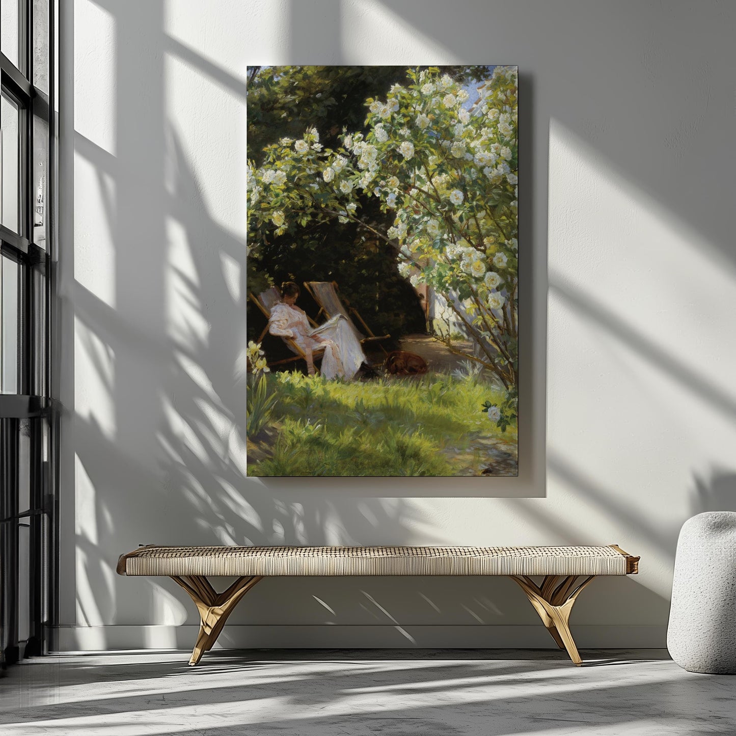 Vintage rose garden flowers canvas wall art or poster print for Mother's Day gift. Mum bedroom picture, present for Mom. Victorian painting