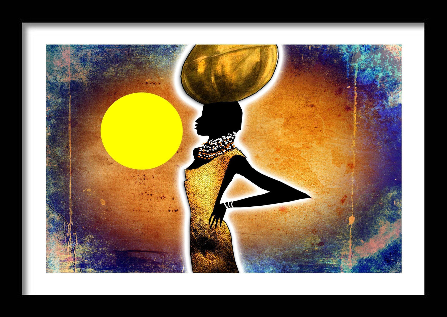 African Woman Golden Sun