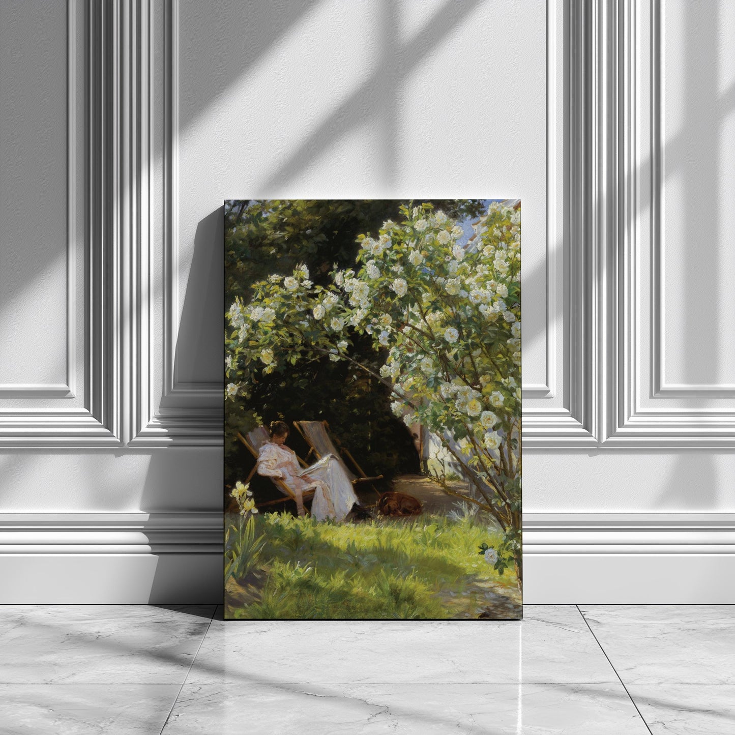 Vintage rose garden flowers canvas wall art or poster print for Mother's Day gift. Mum bedroom picture, present for Mom. Victorian painting