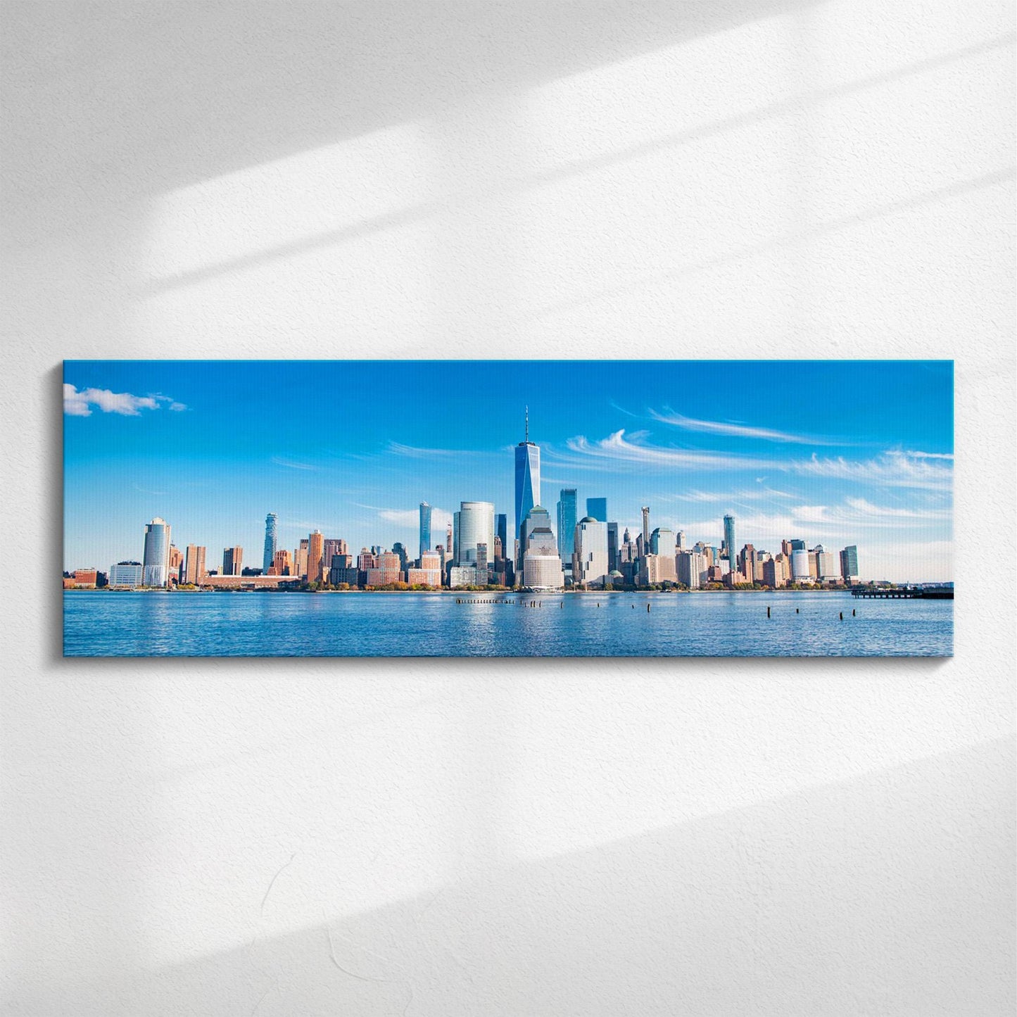 New York Skyline Panorama | Panoramic canvas wall art, City Photograph | Colourful Large Cityscape Photo for Modern Homes