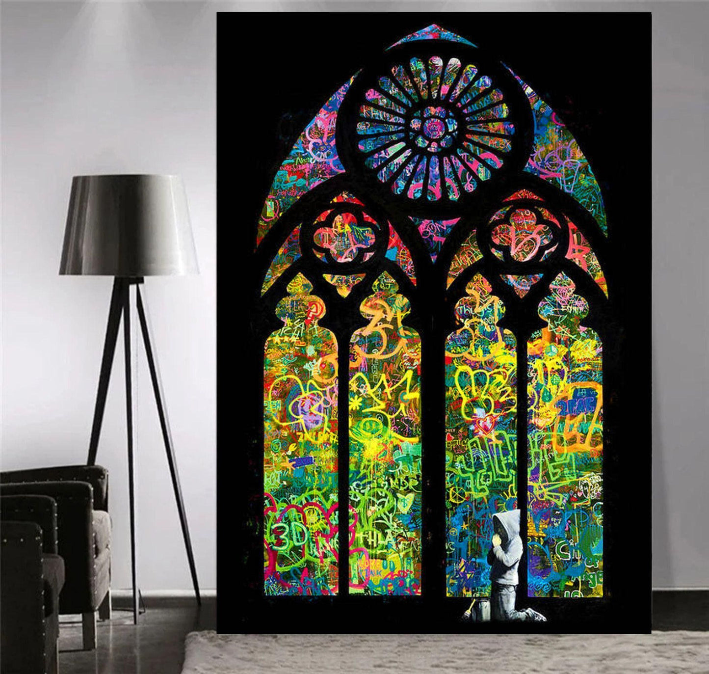 Banksy Stained Glass Window