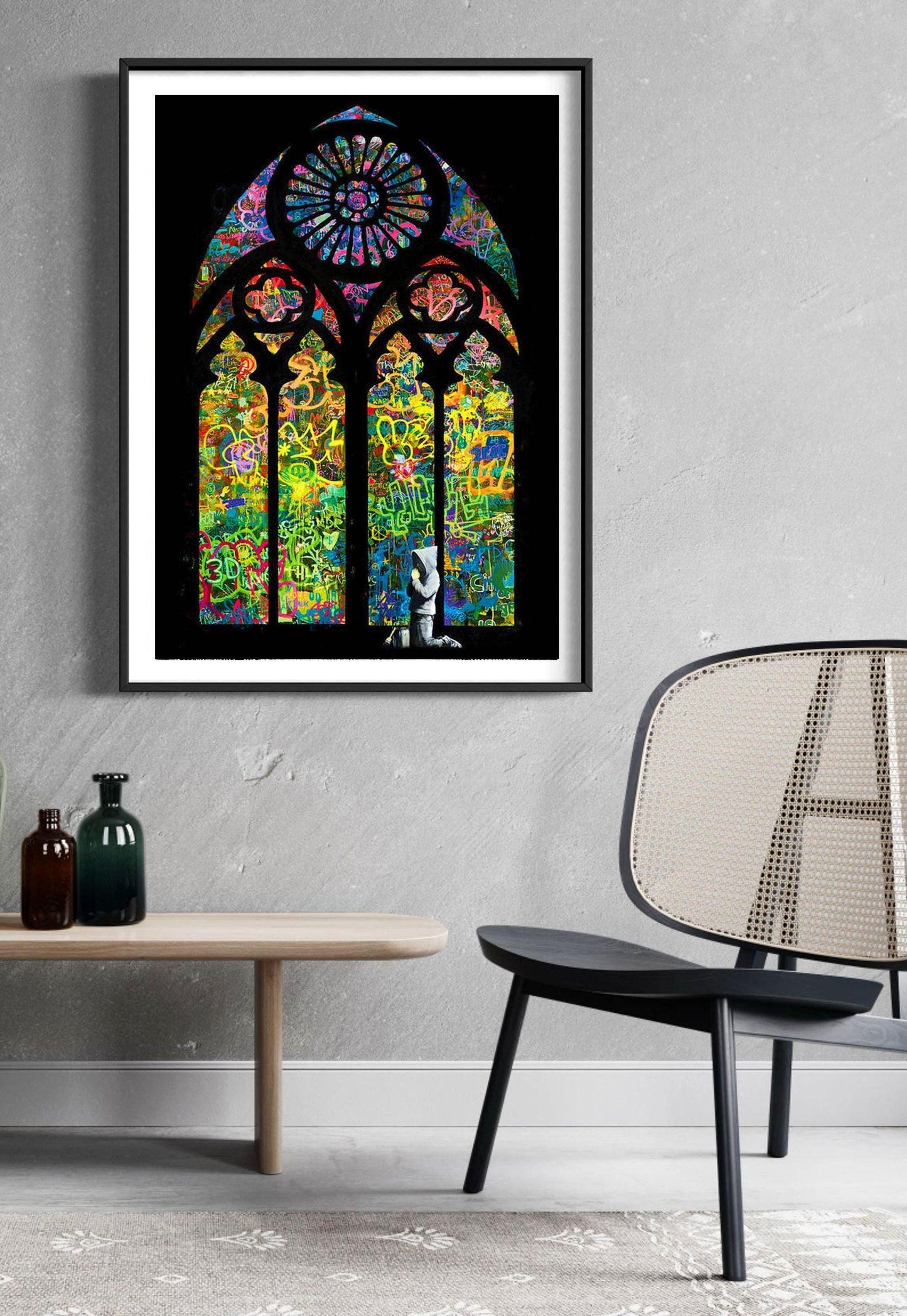 Banksy Stained Glass Window