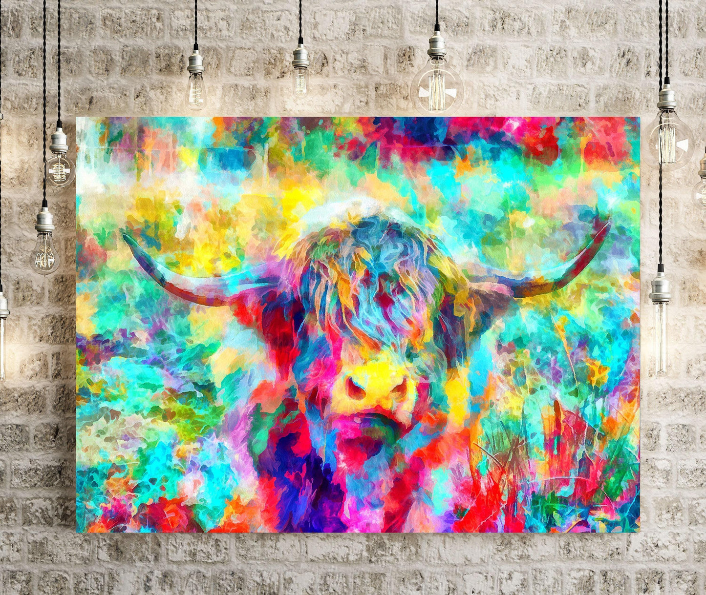 Colourful Highland Cow Face