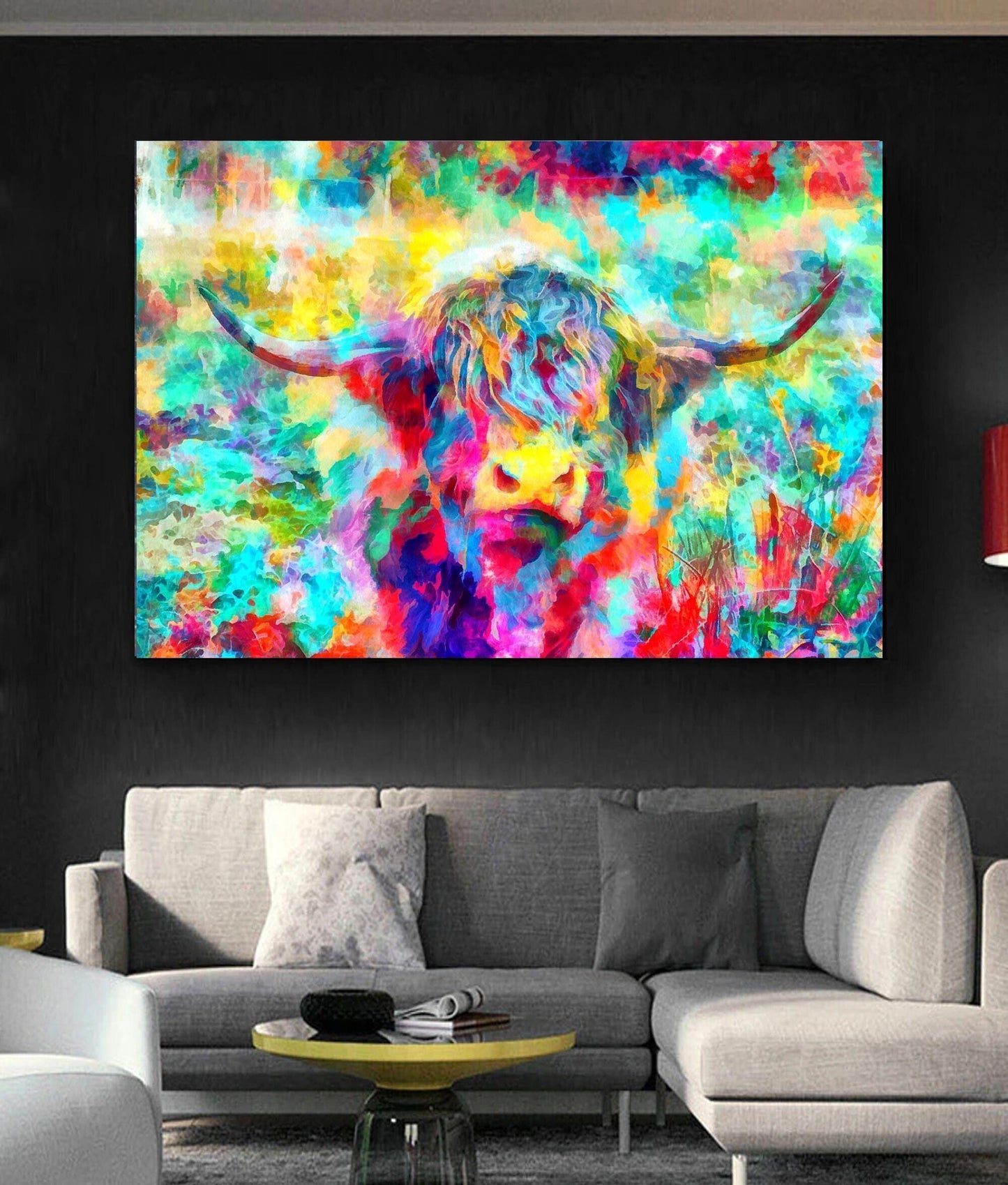 Colourful Highland Cow Face