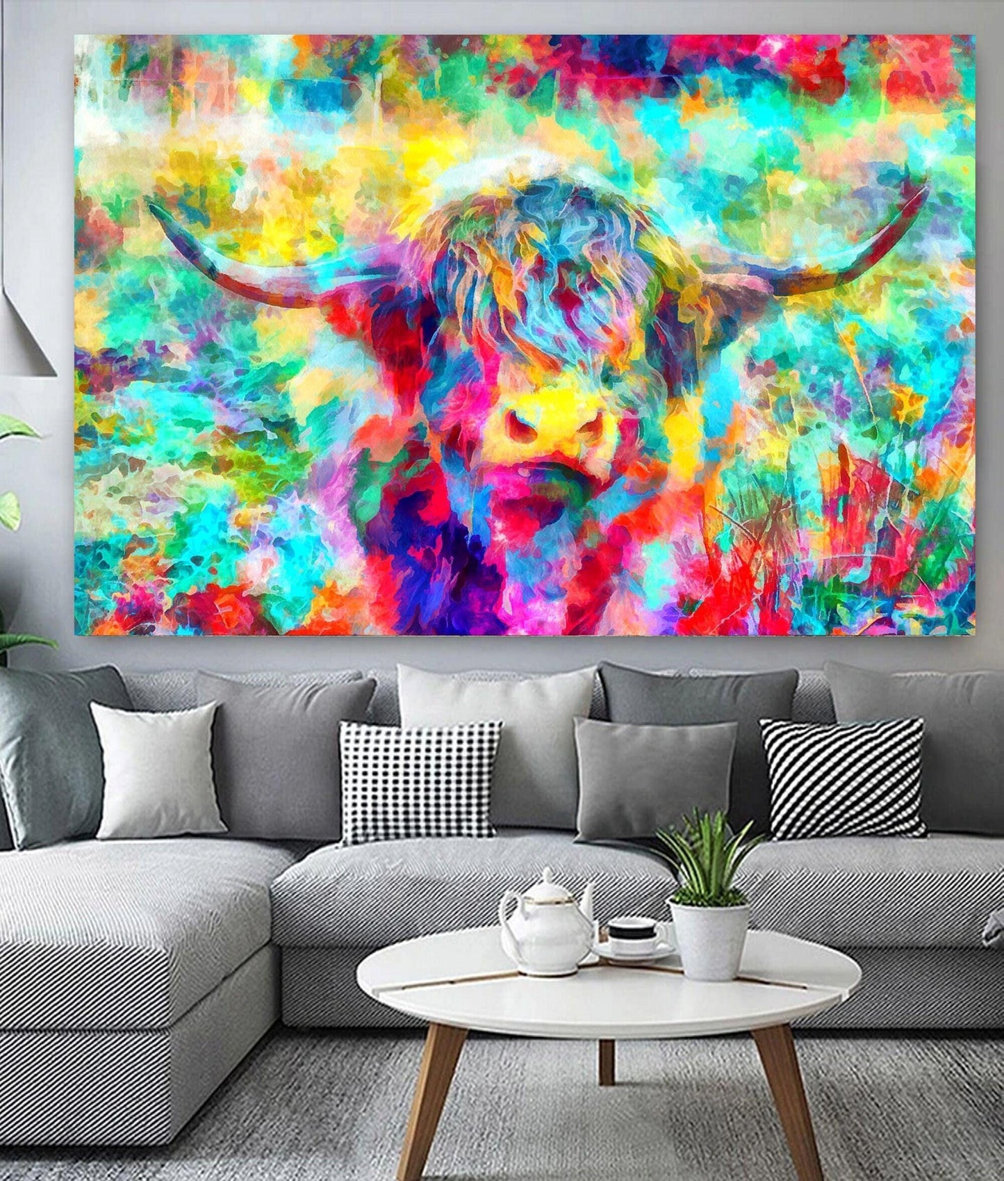 Colourful Highland Cow Face