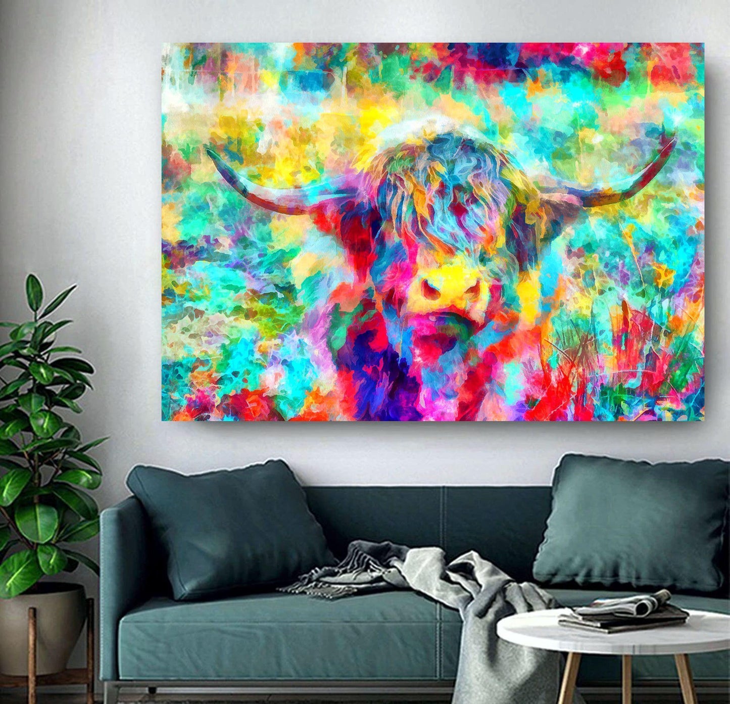 Colourful Highland Cow Face