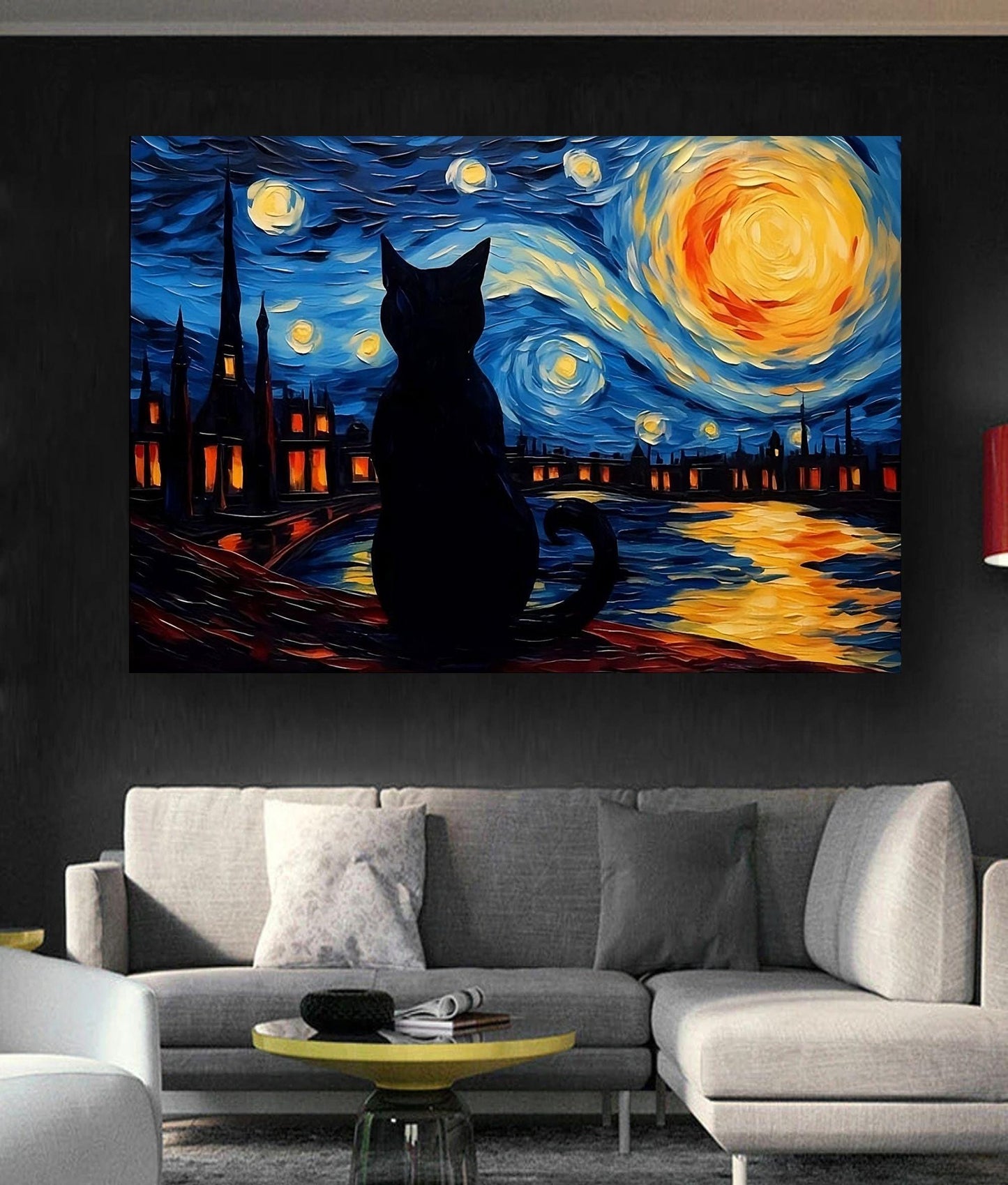 Van Gogh Style Black Cat