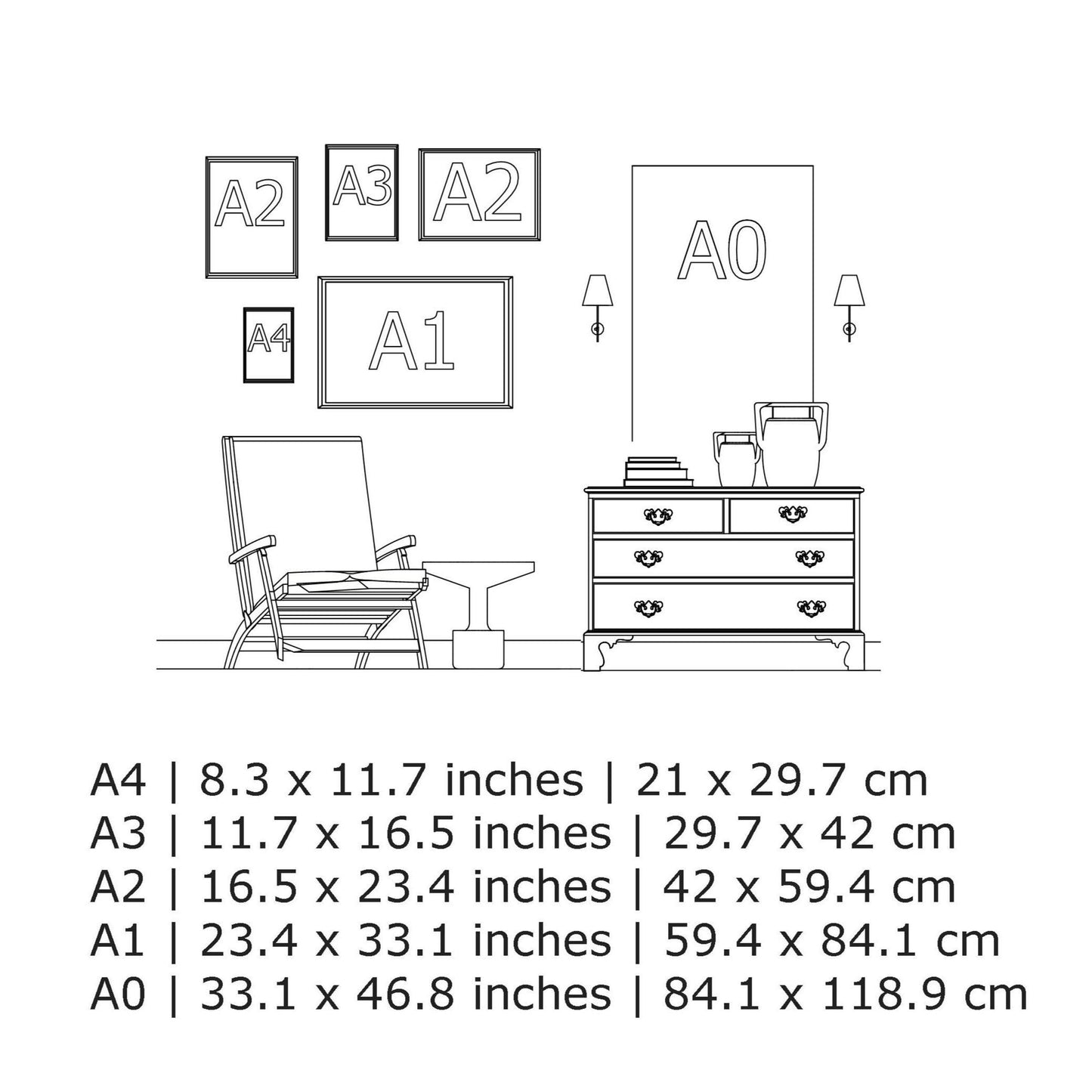 sizes of premium art prints in our Art Printed shop