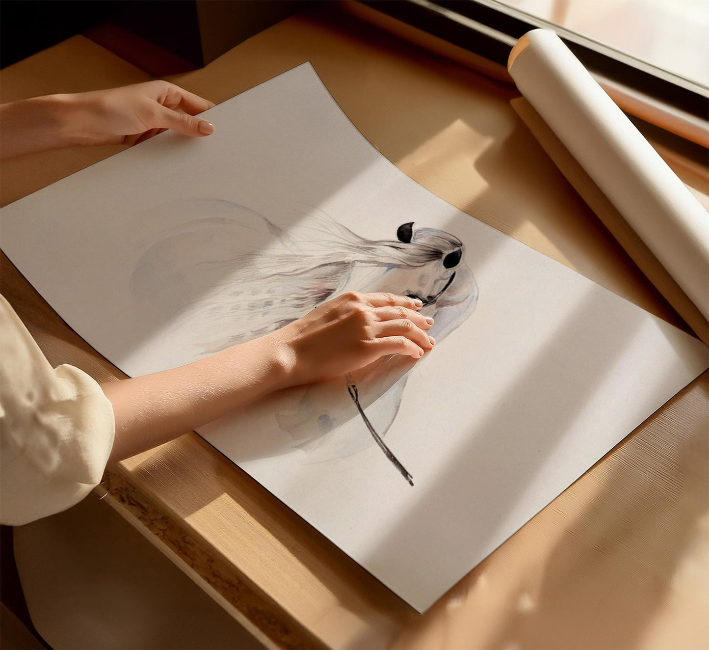 a person is drawing a picture on a piece of paper