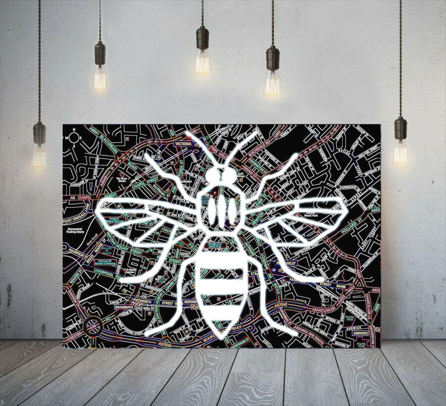 Manchester Bee Black Map