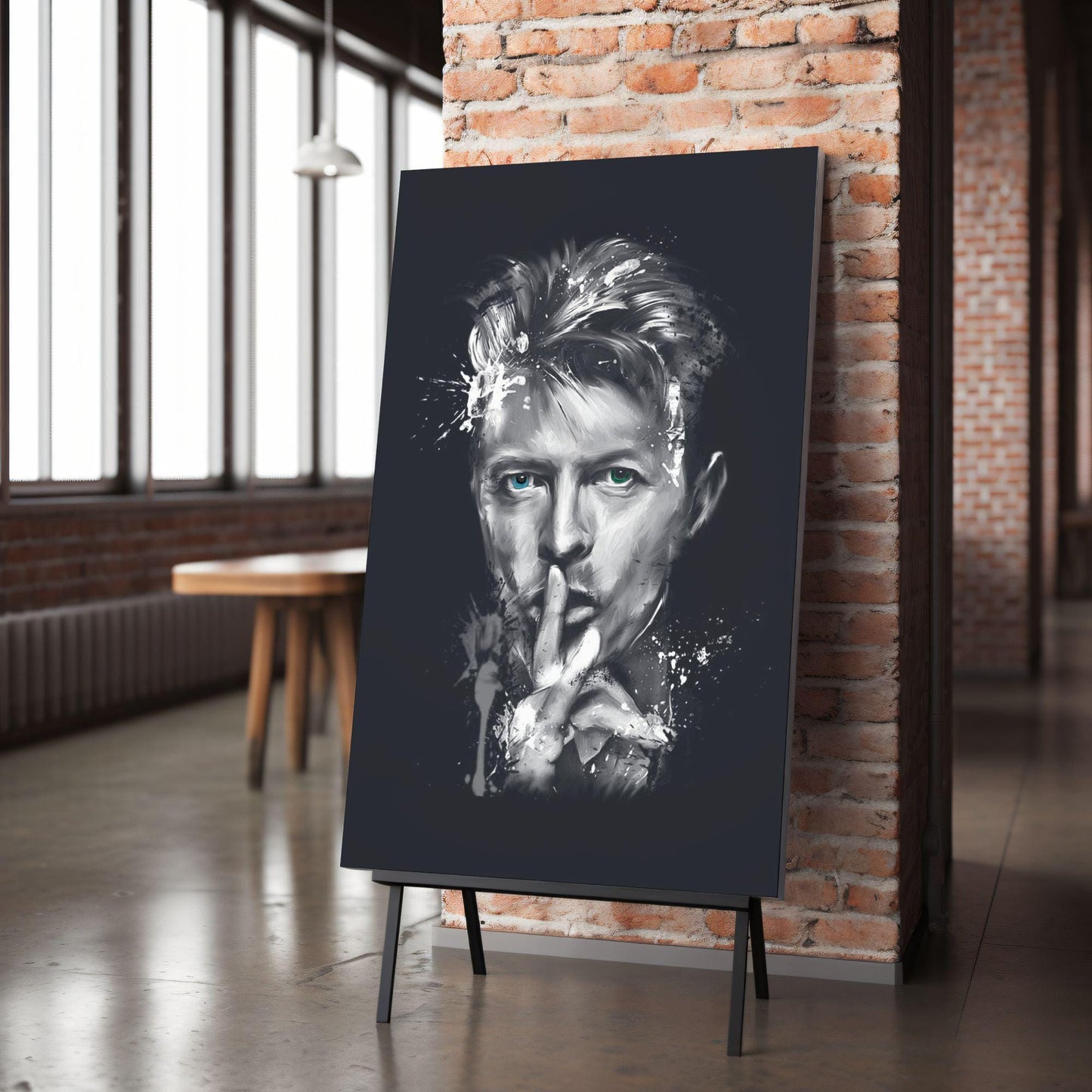 David Bowie Printed Canvas Wall Art or Poster Print for contemporary homes. Famous celebrity artwork. Grafitti style printed wall art.