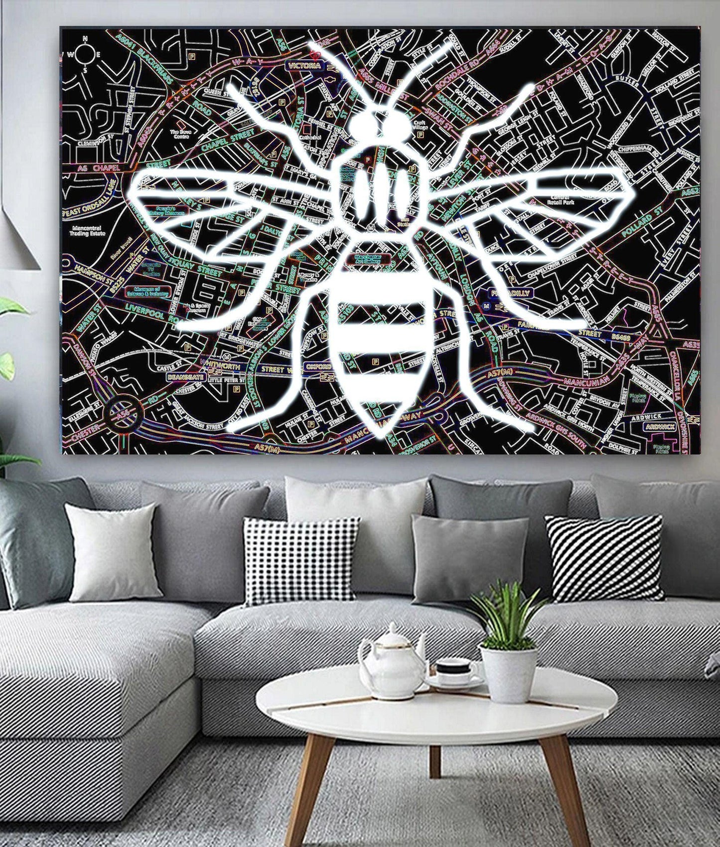 Manchester Bee Black Map