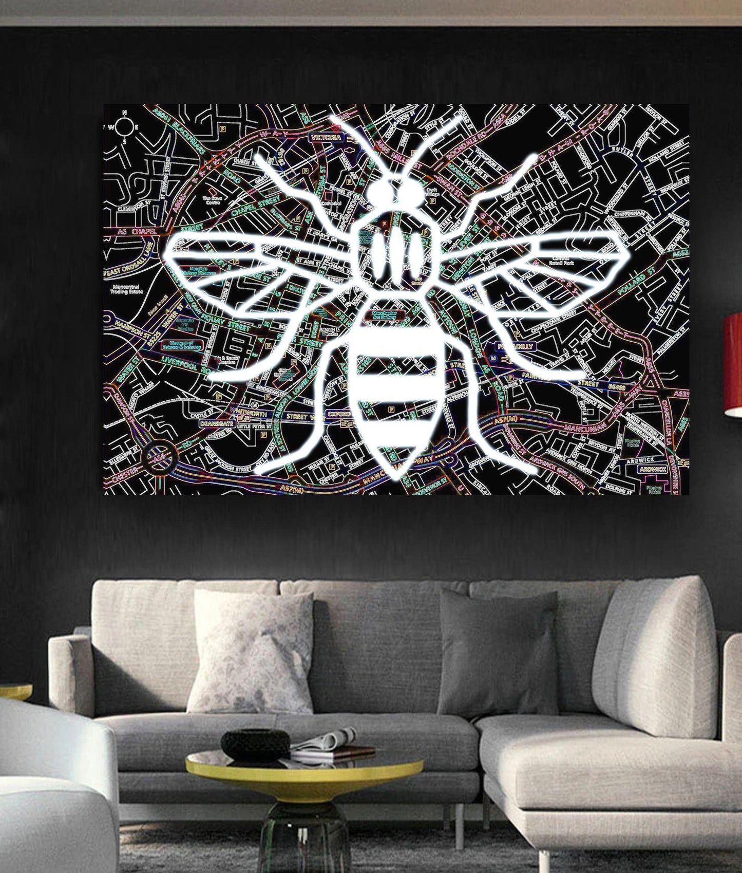 Manchester Bee Black Map
