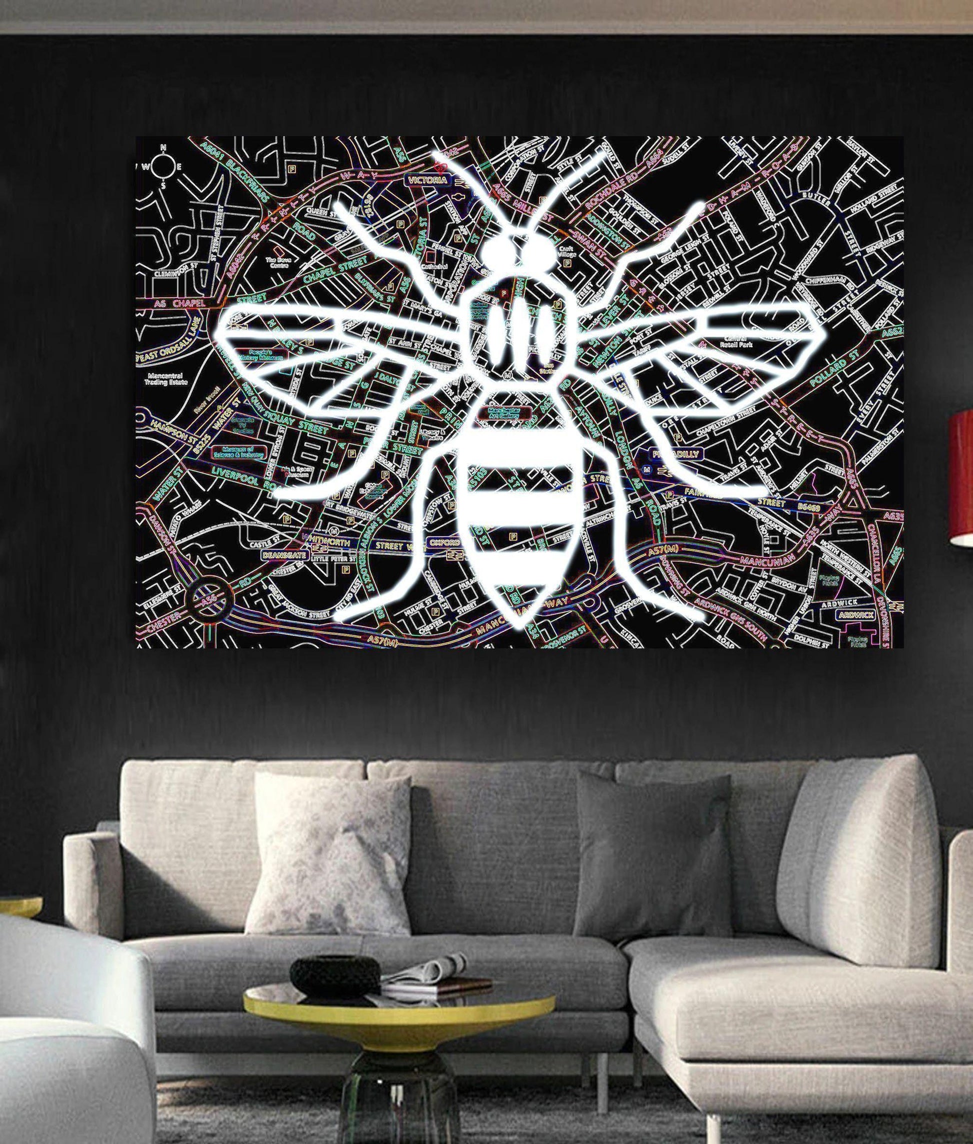 Manchester Bee Black Map