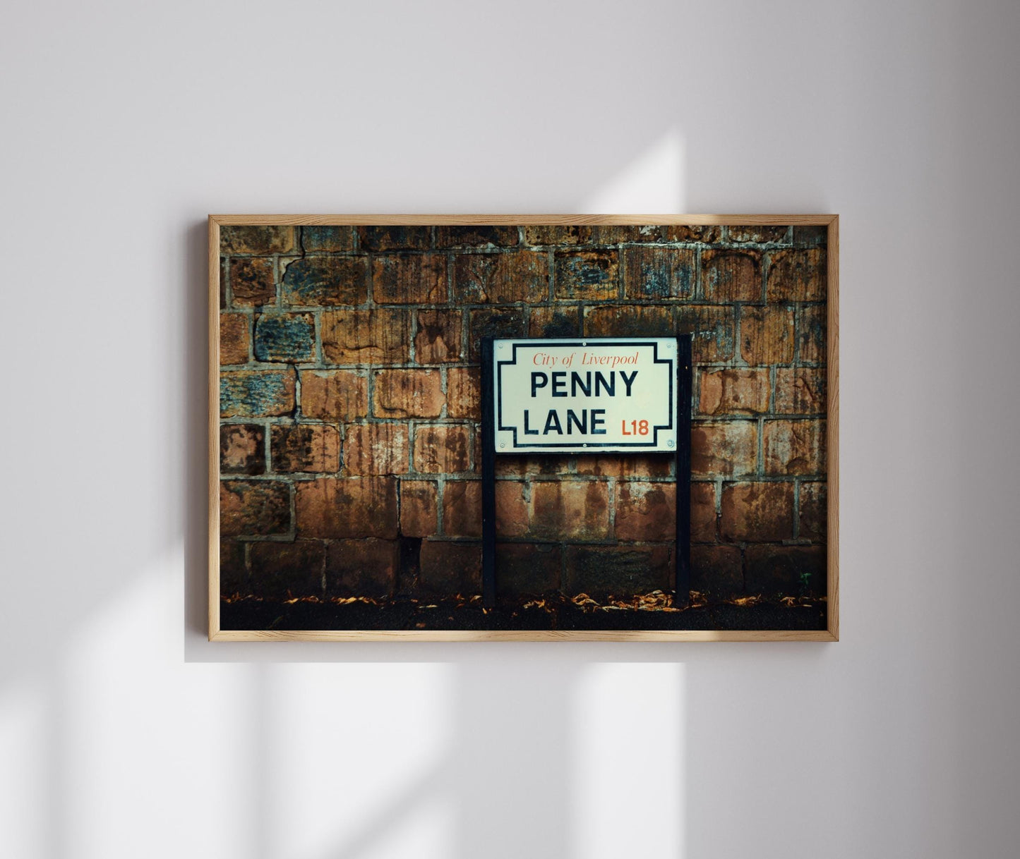 Beatles Fab Four Penny Lane canvas wall art or poster print. Iconic sixties band, song lyrics. Liverpool street scene photograph.