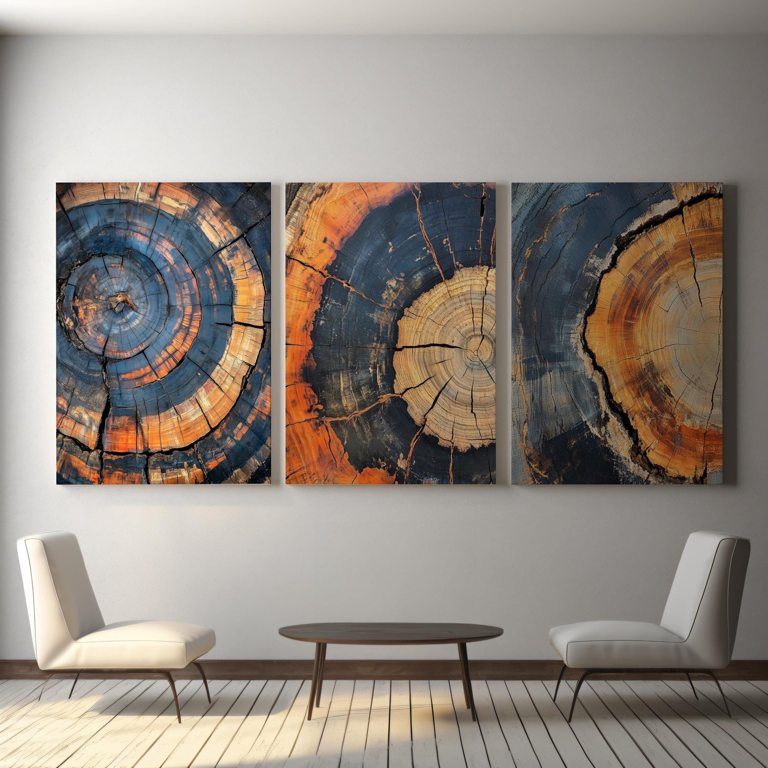 modern wall art set of 3 tree rings canvases for modern homes