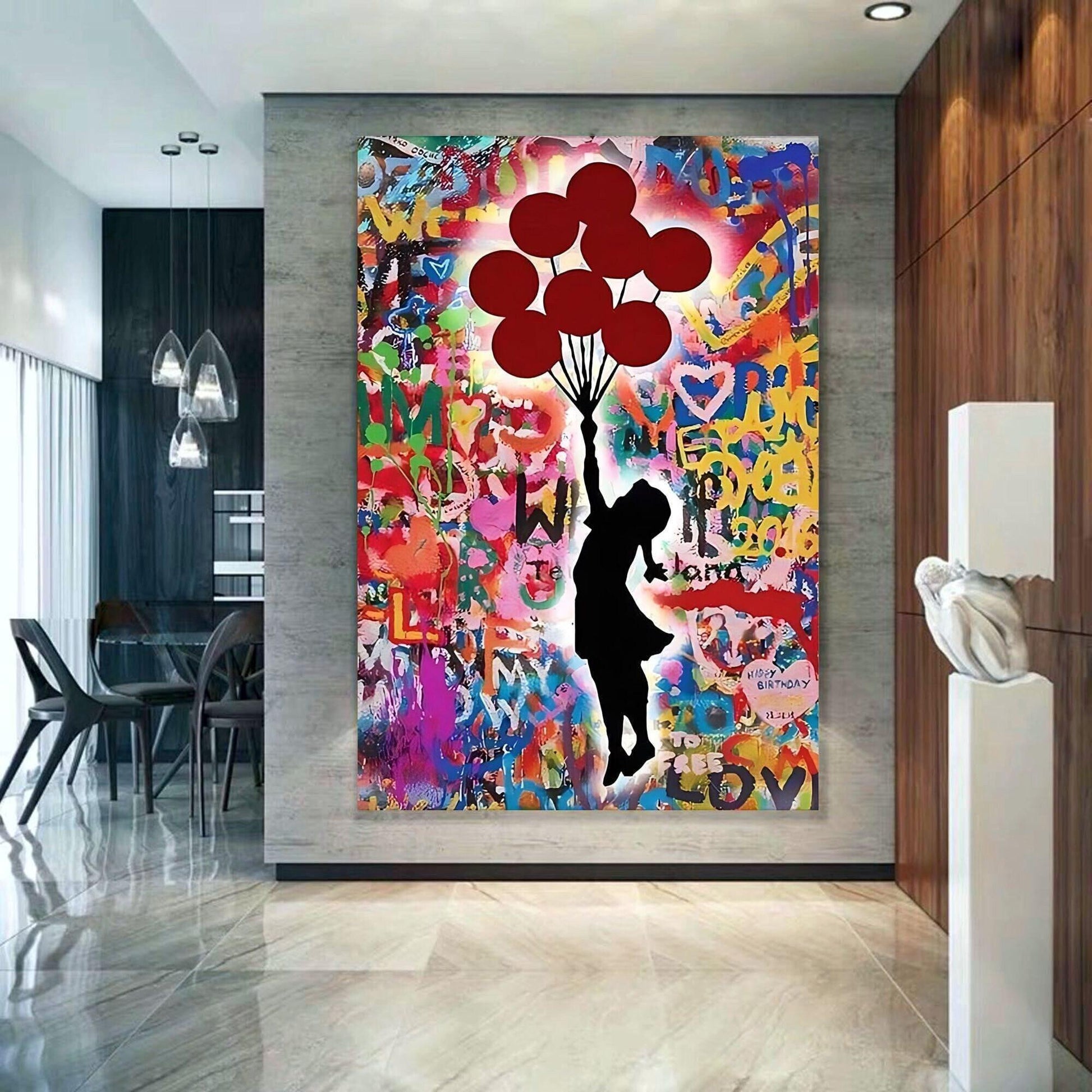 Banksy Style Red Balloon Girl
