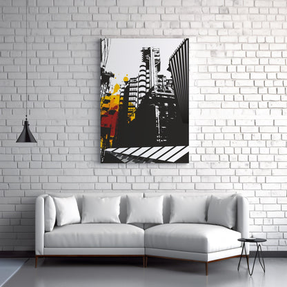 Grunge City graffiti canvas wall art or poster print for contemporary rooms. Urban picture, Banksy street art, student gift.