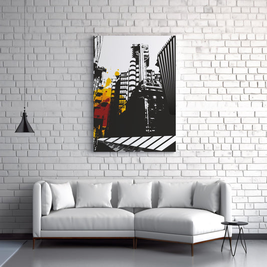 Grunge City graffiti canvas wall art or poster print for contemporary rooms. Urban picture, Banksy street art, student gift.