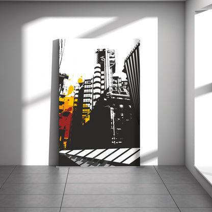 Grunge City graffiti canvas wall art or poster print for contemporary rooms. Urban picture, Banksy street art, student gift.